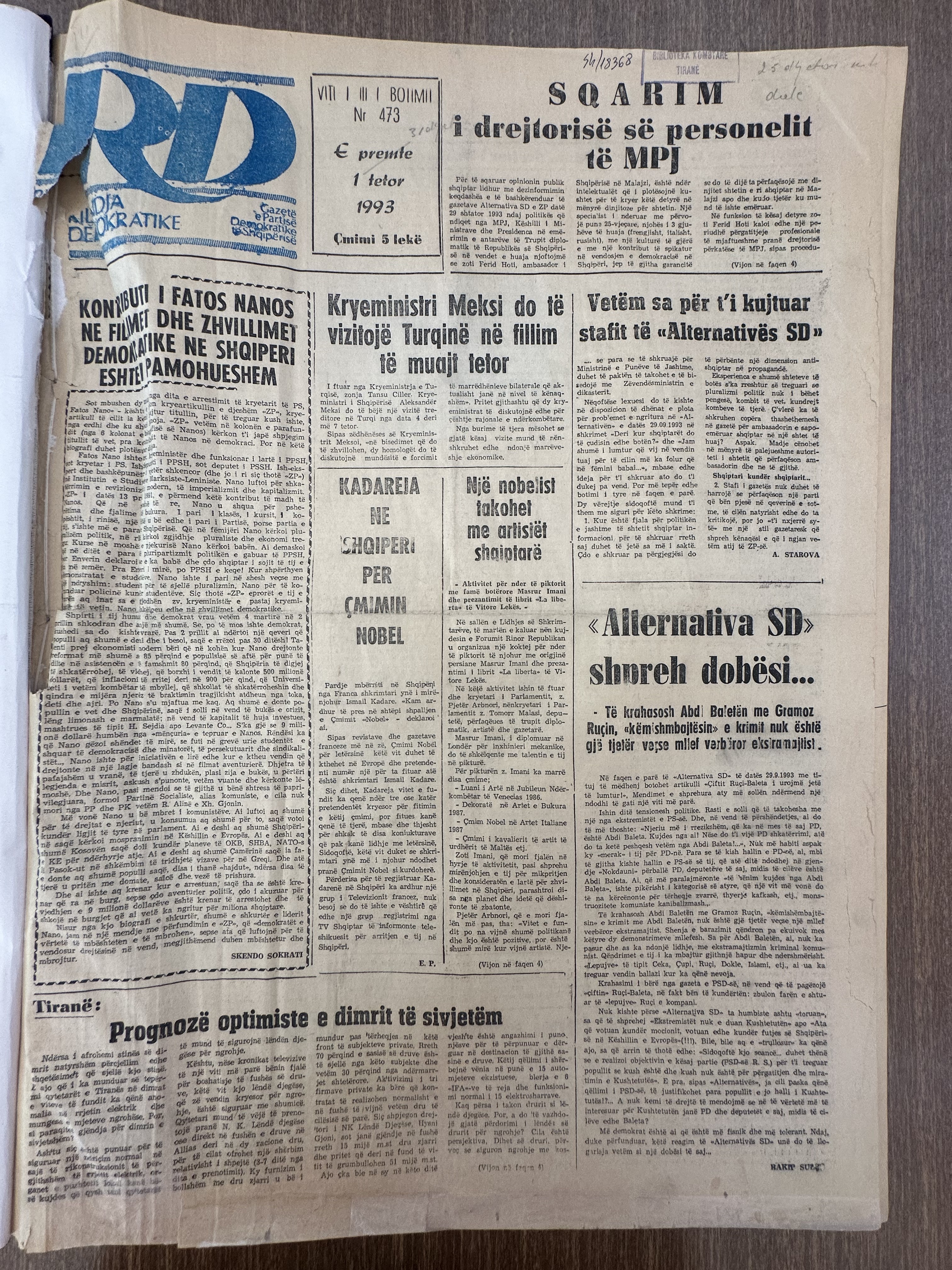Rilindja Demokratike 1993-10-01