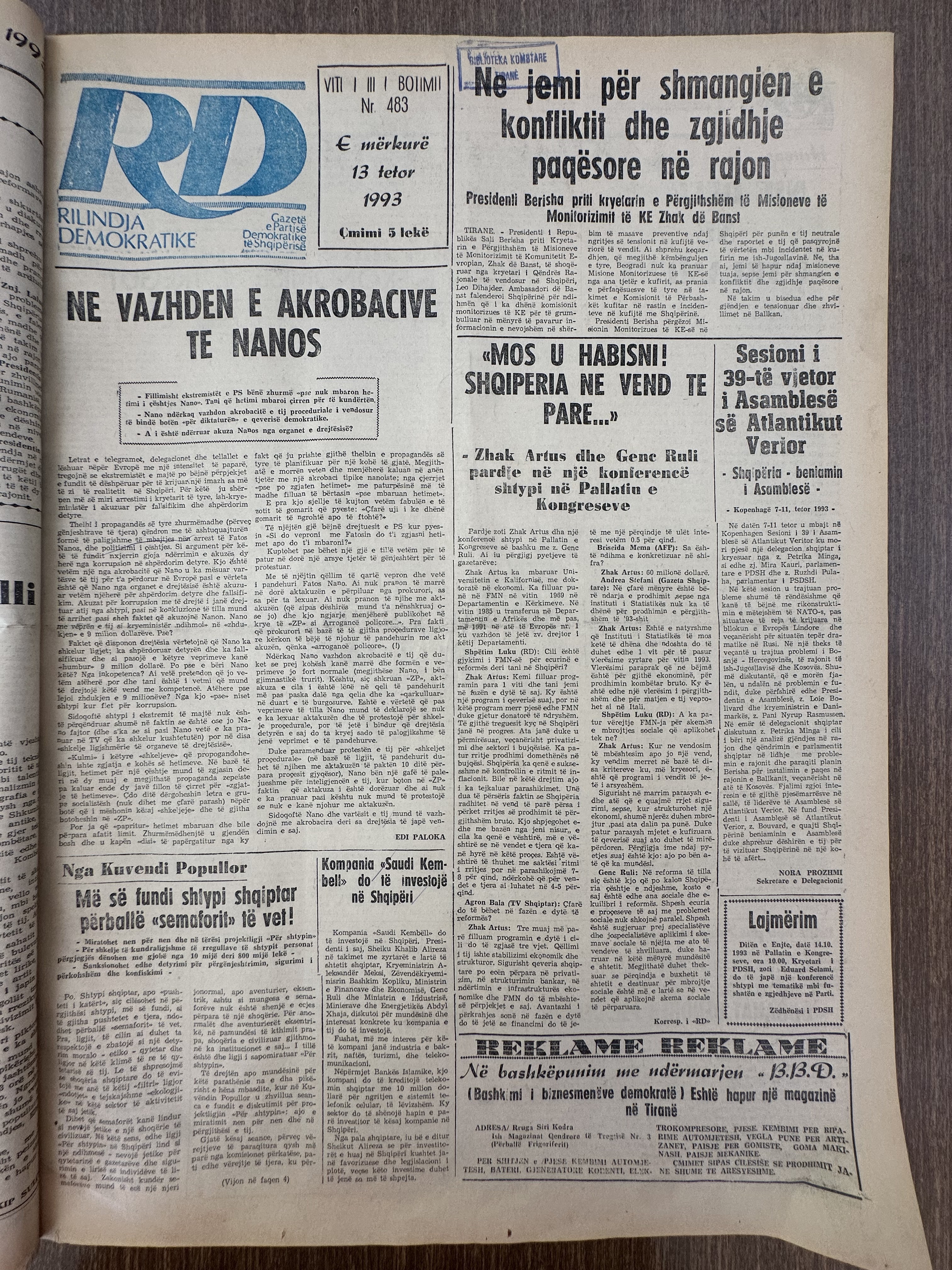 Rilindja Demokratike 1993-10-13