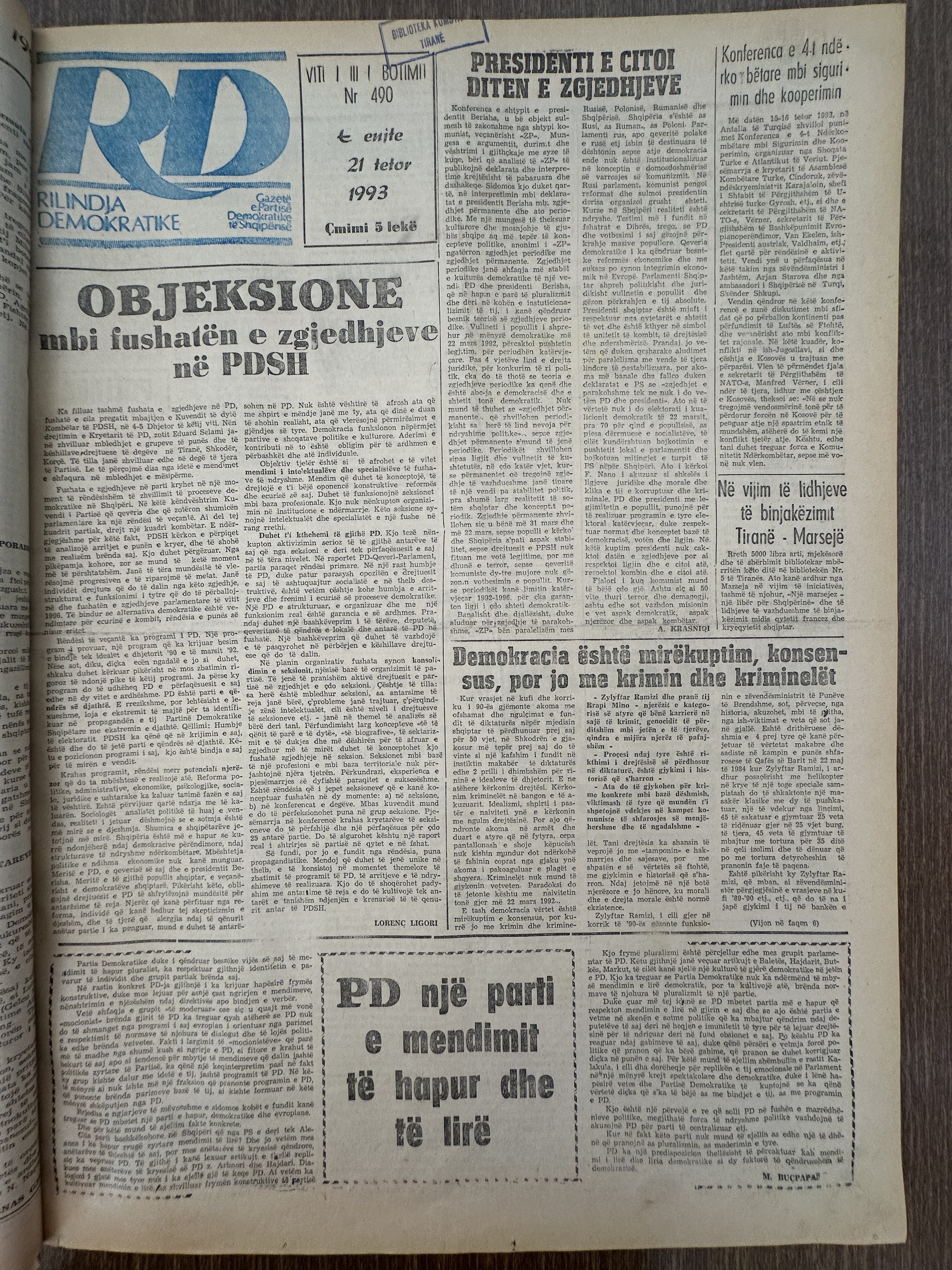 Rilindja Demokratike 1993-10-21