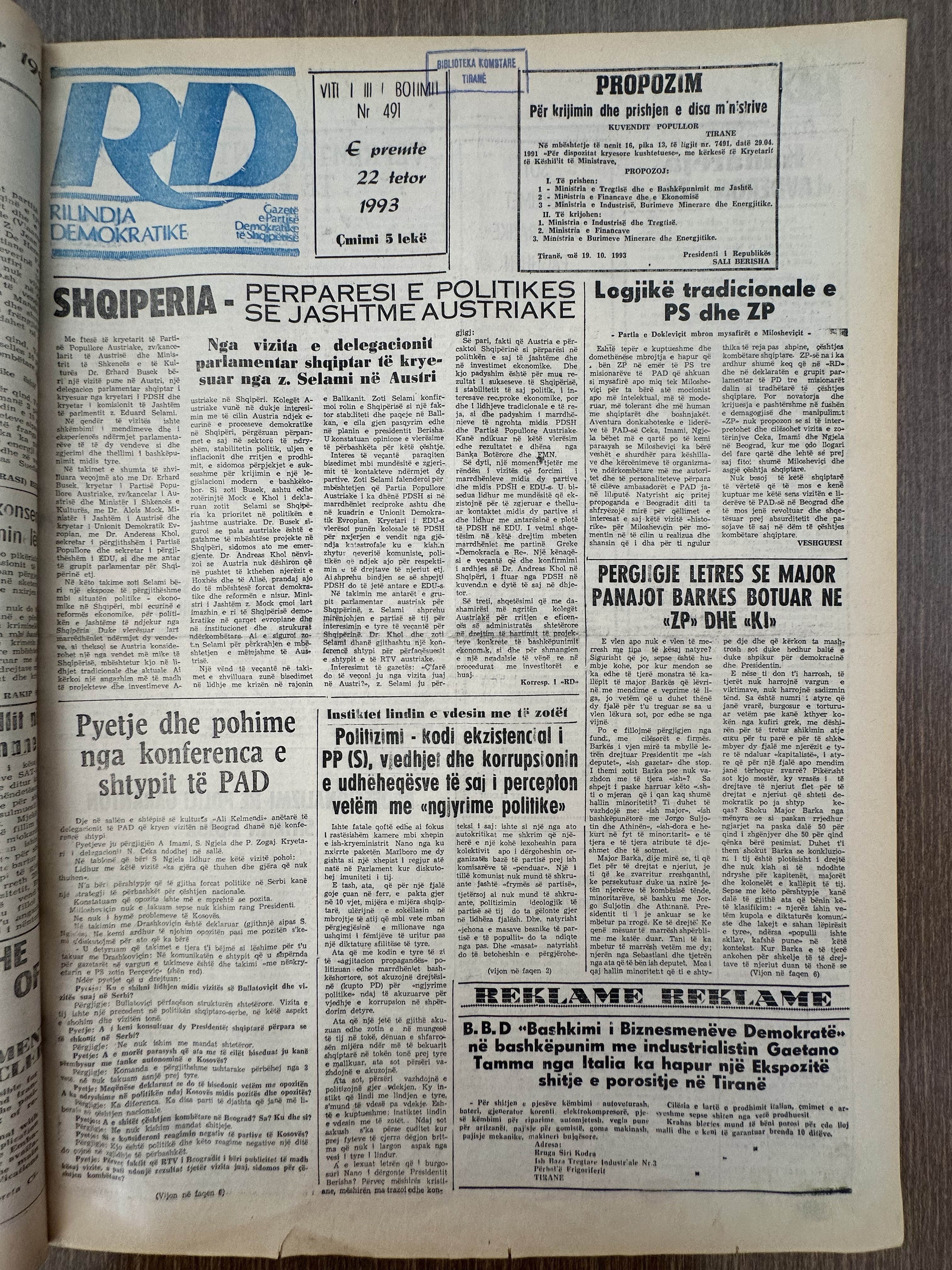 Rilindja Demokratike 1993-10-22
