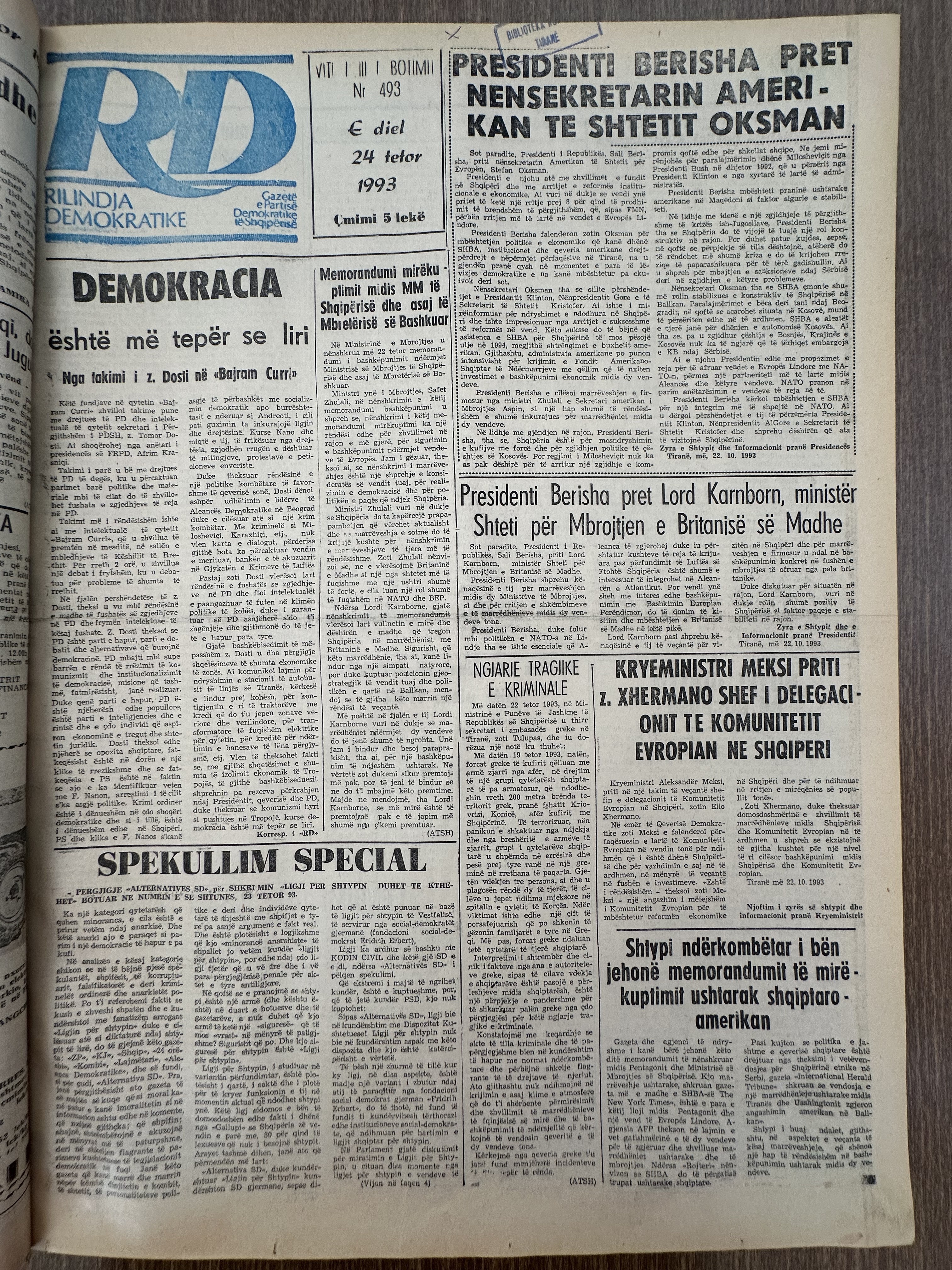Rilindja Demokratike 1993-10-24