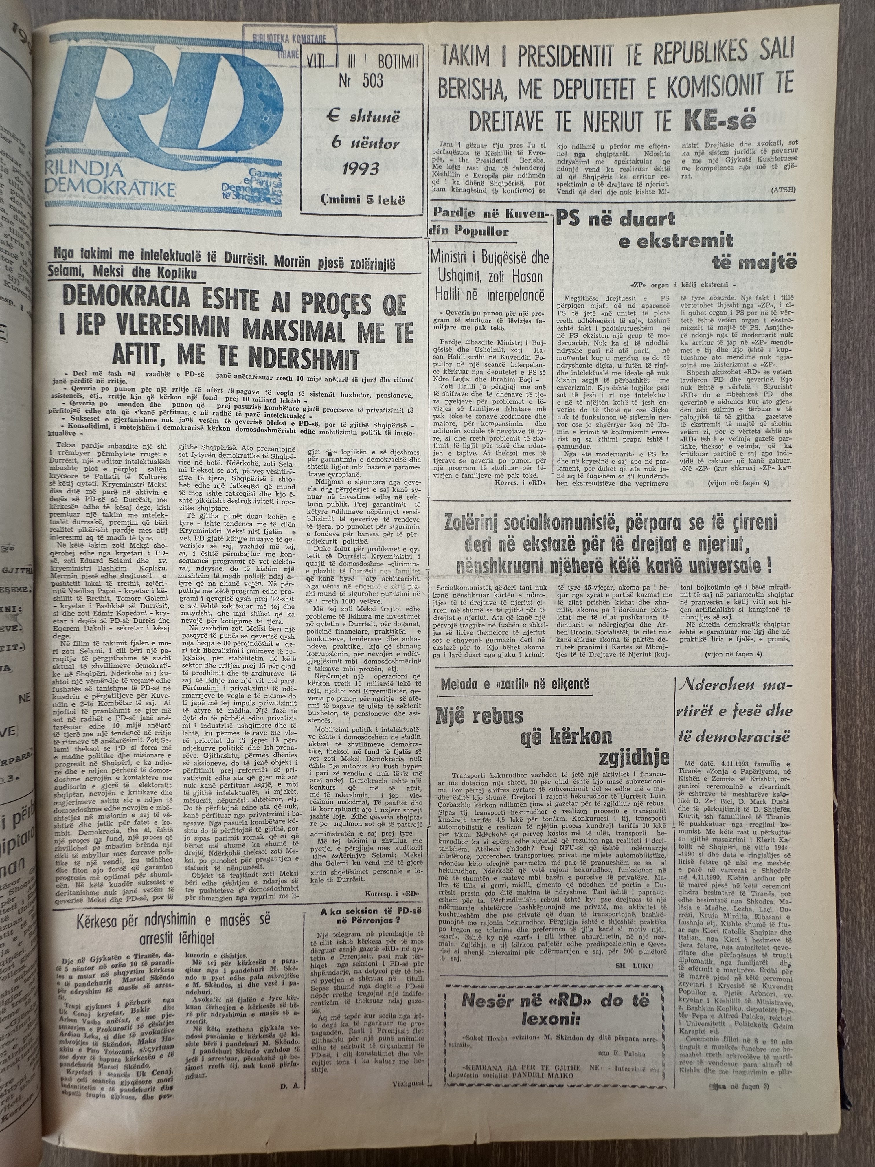 Rilindja Demokratike 1993-11-06