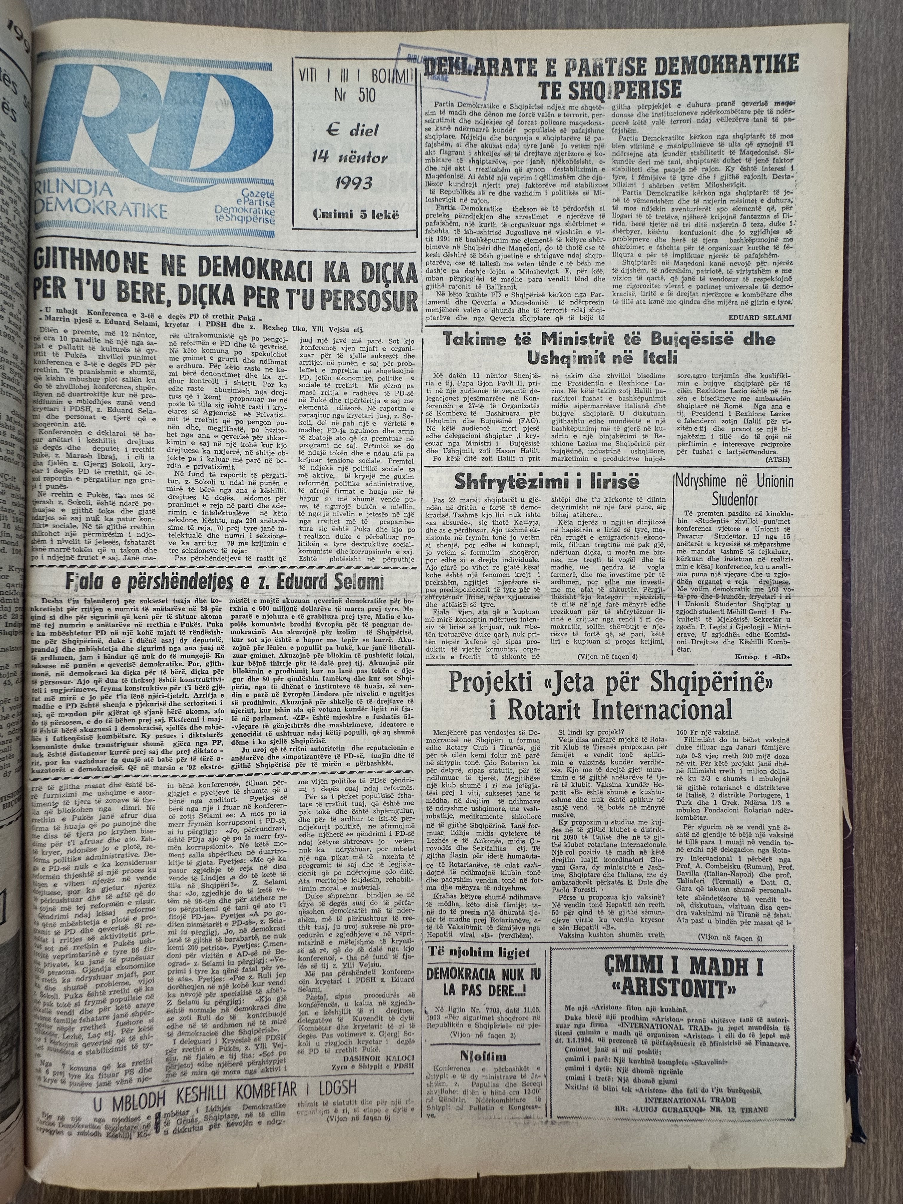 Rilindja Demokratike 1993-11-14