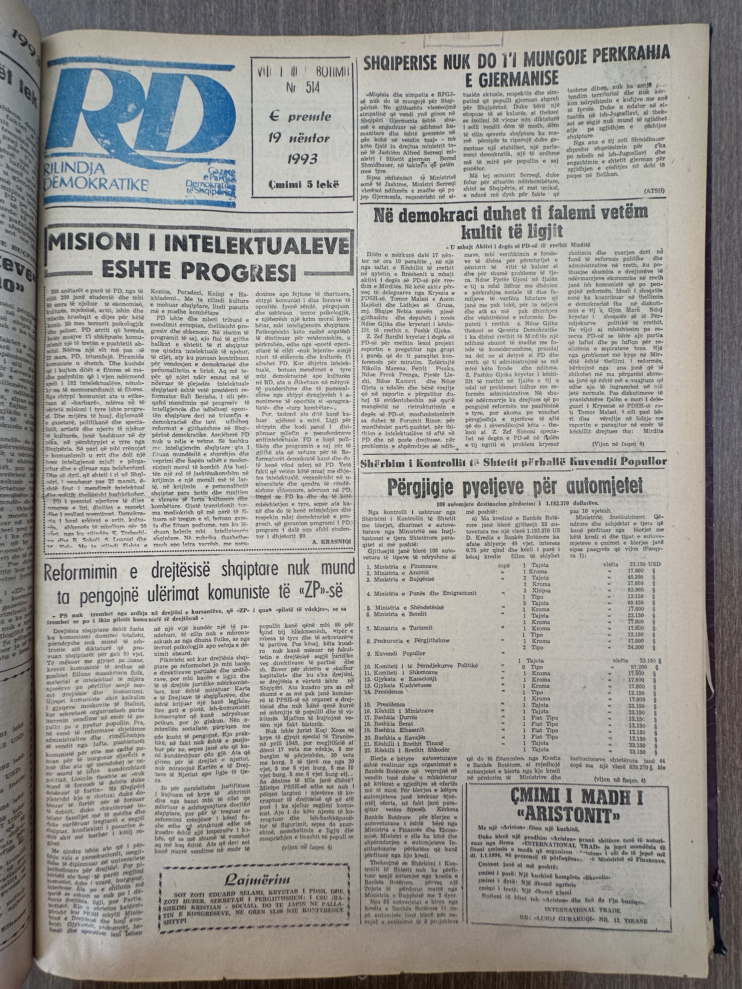Rilindja Demokratike 1993-11-19