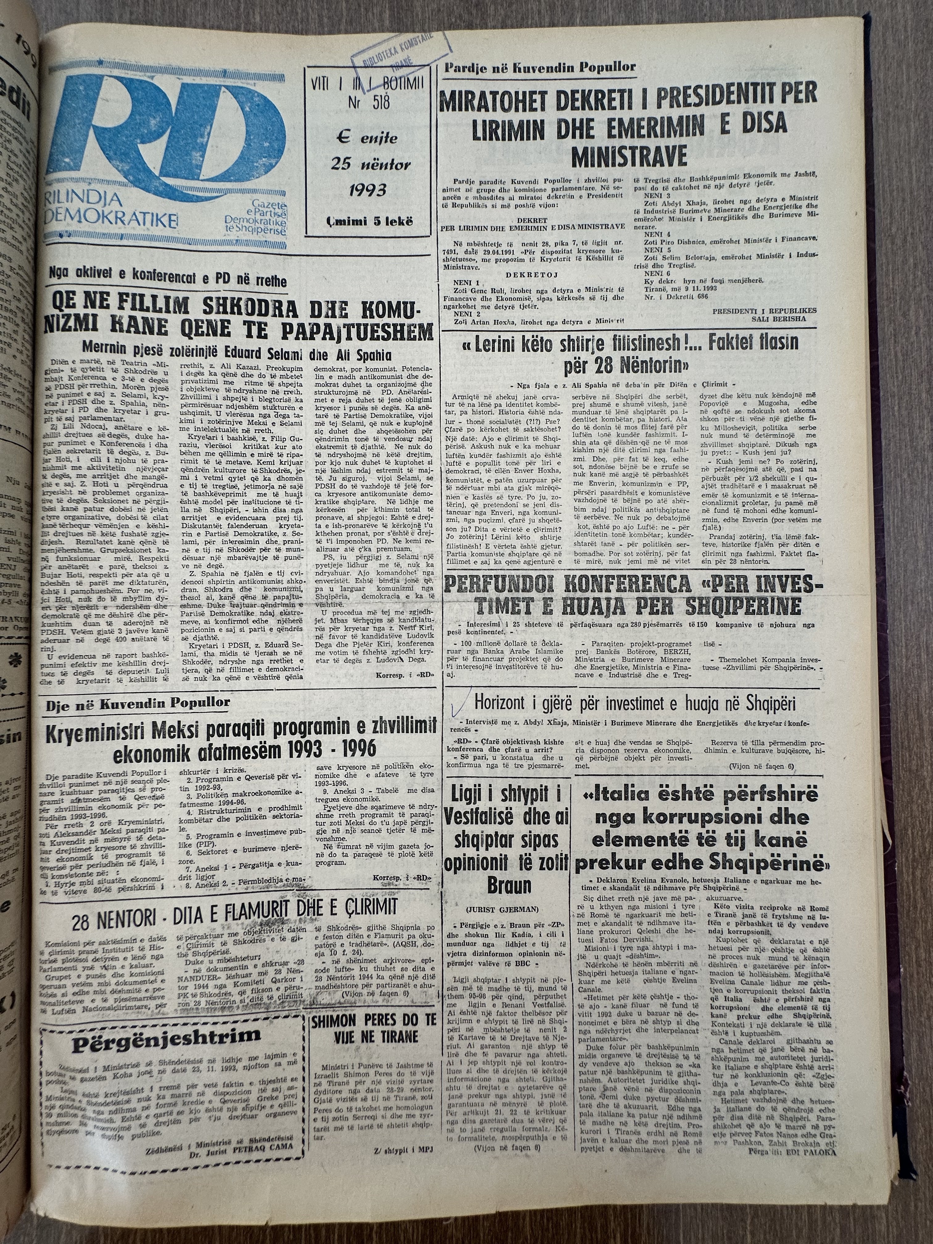 Rilindja Demokratike 1993-11-25