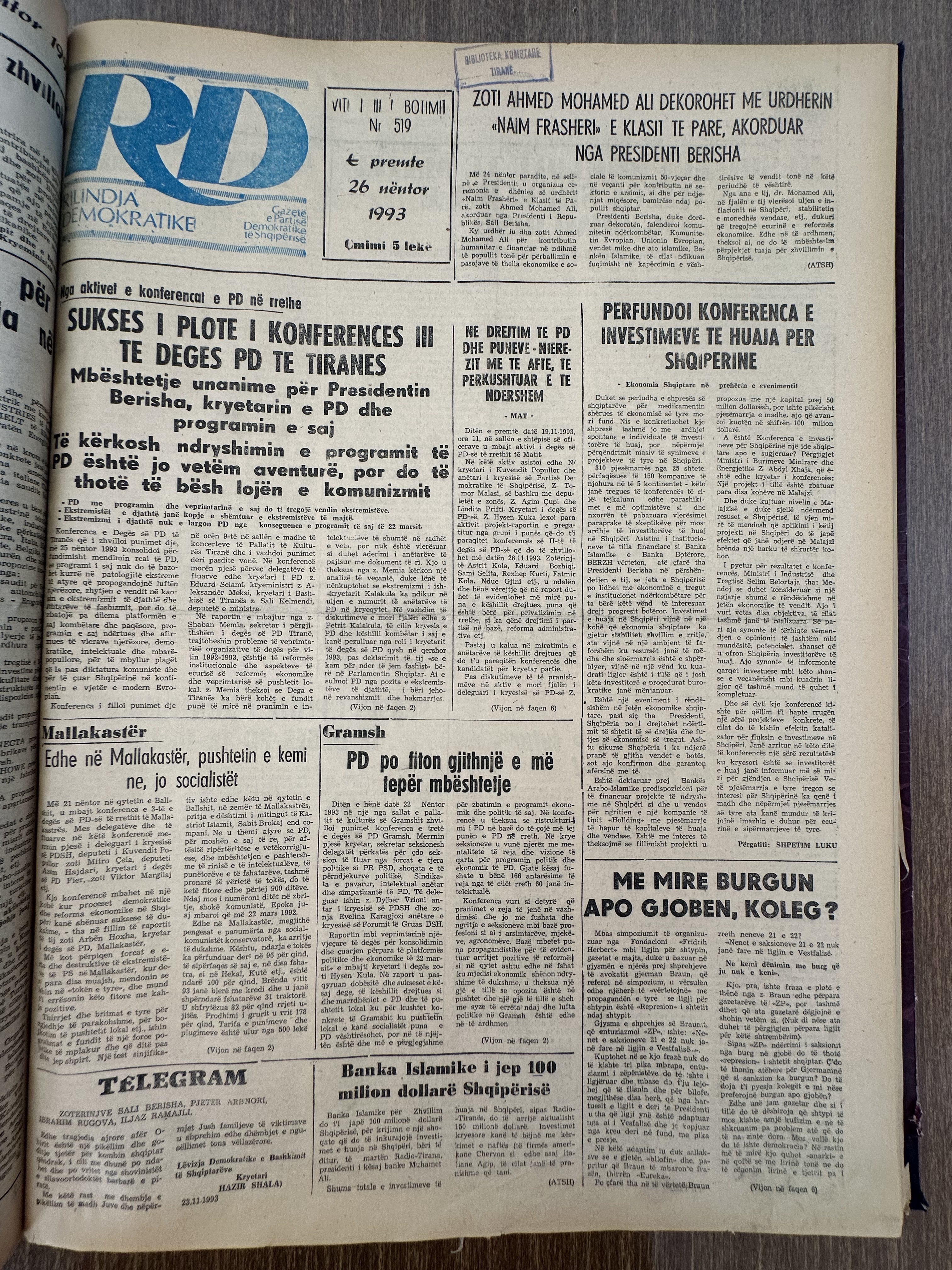 Rilindja Demokratike 1993-11-26