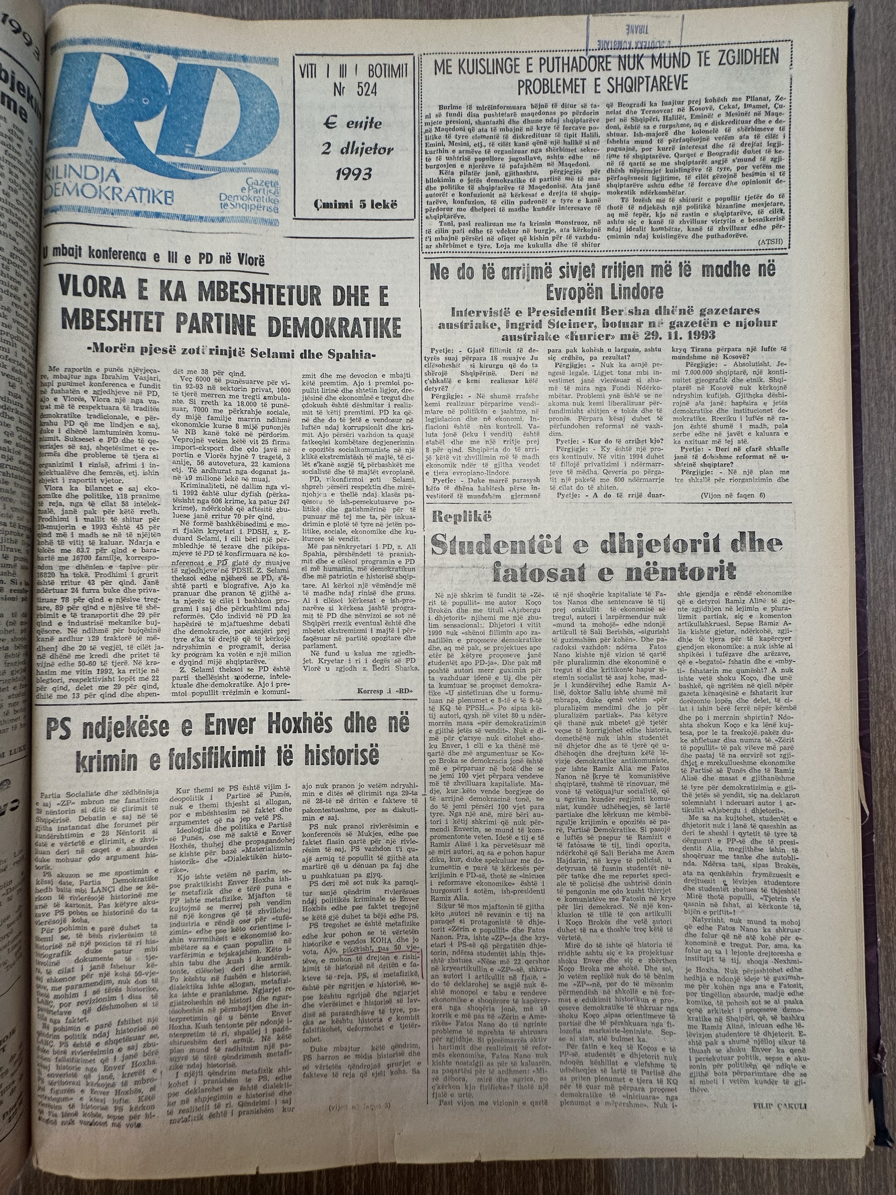 Rilindja Demokratike 1993-12-02