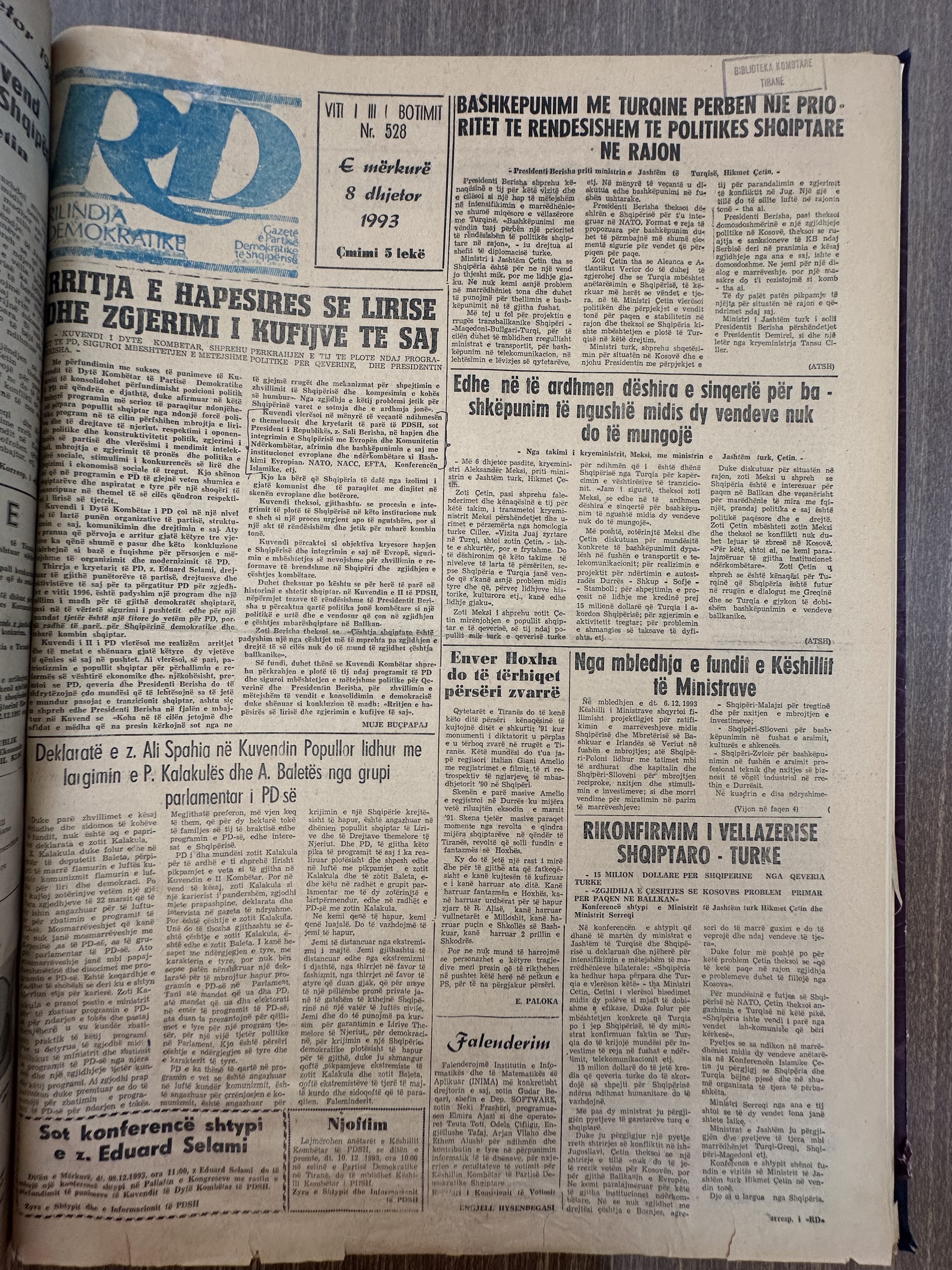 Rilindja Demokratike 1993-12-08
