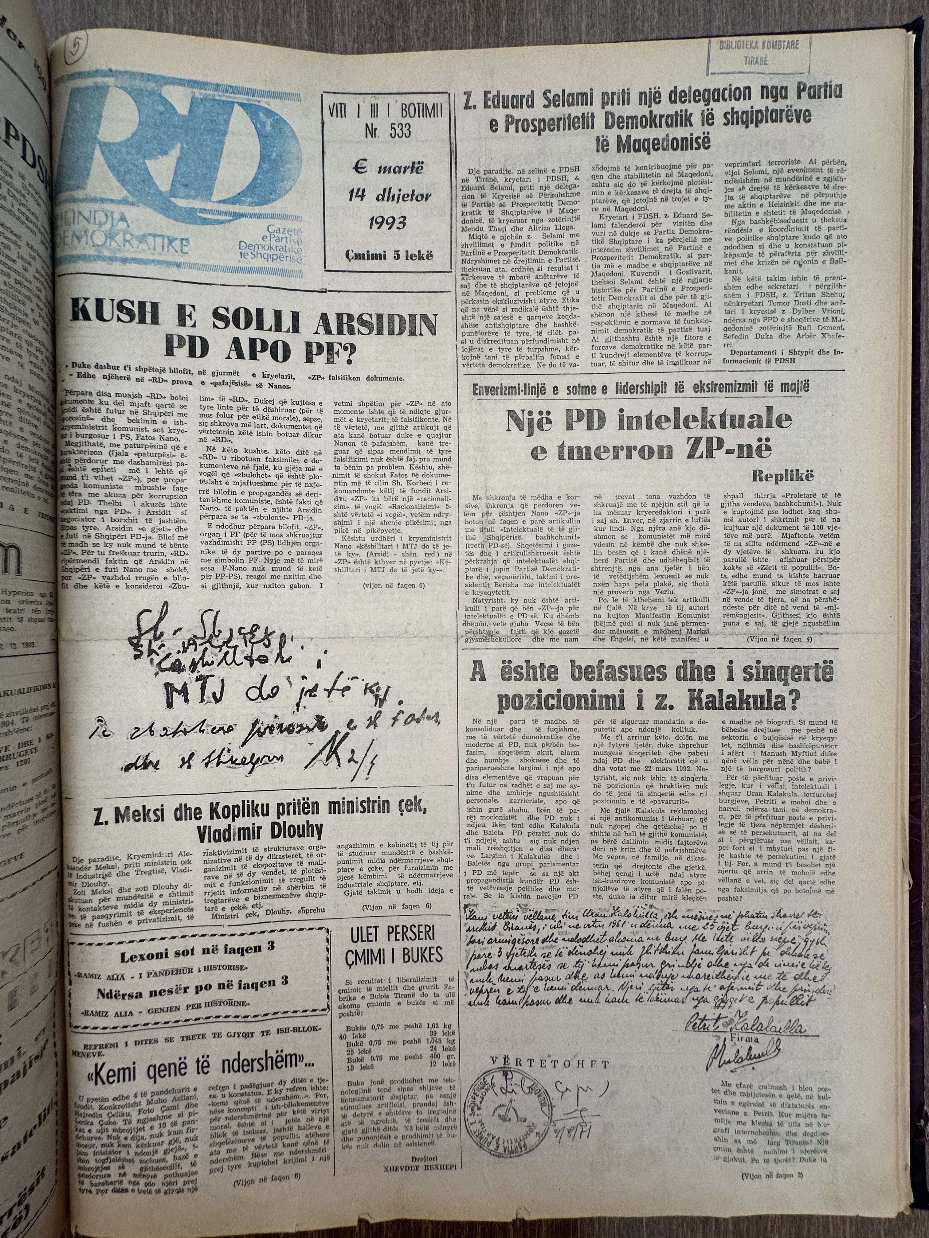 Rilindja Demokratike 1993-12-14