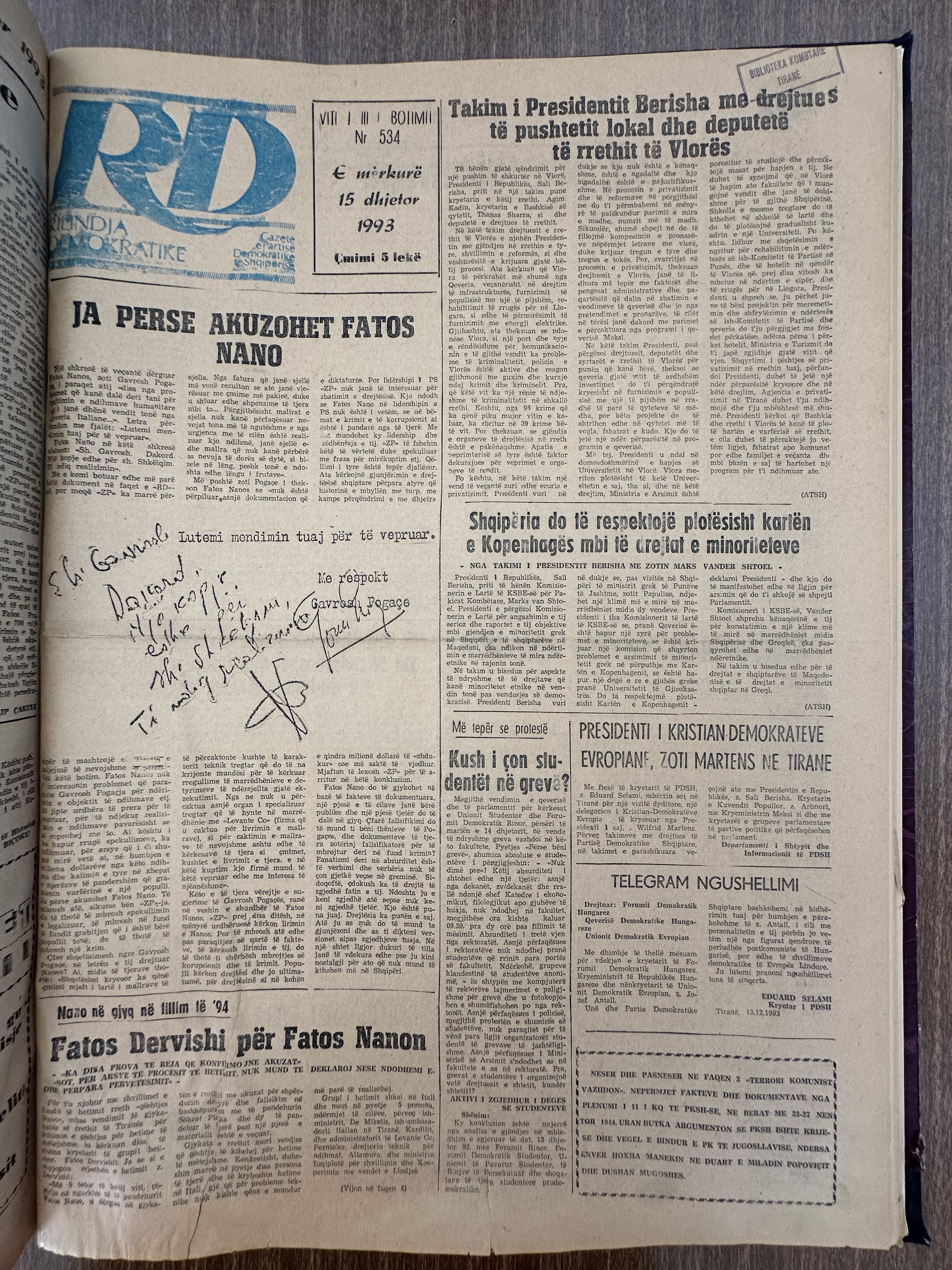 Rilindja Demokratike 1993-12-15