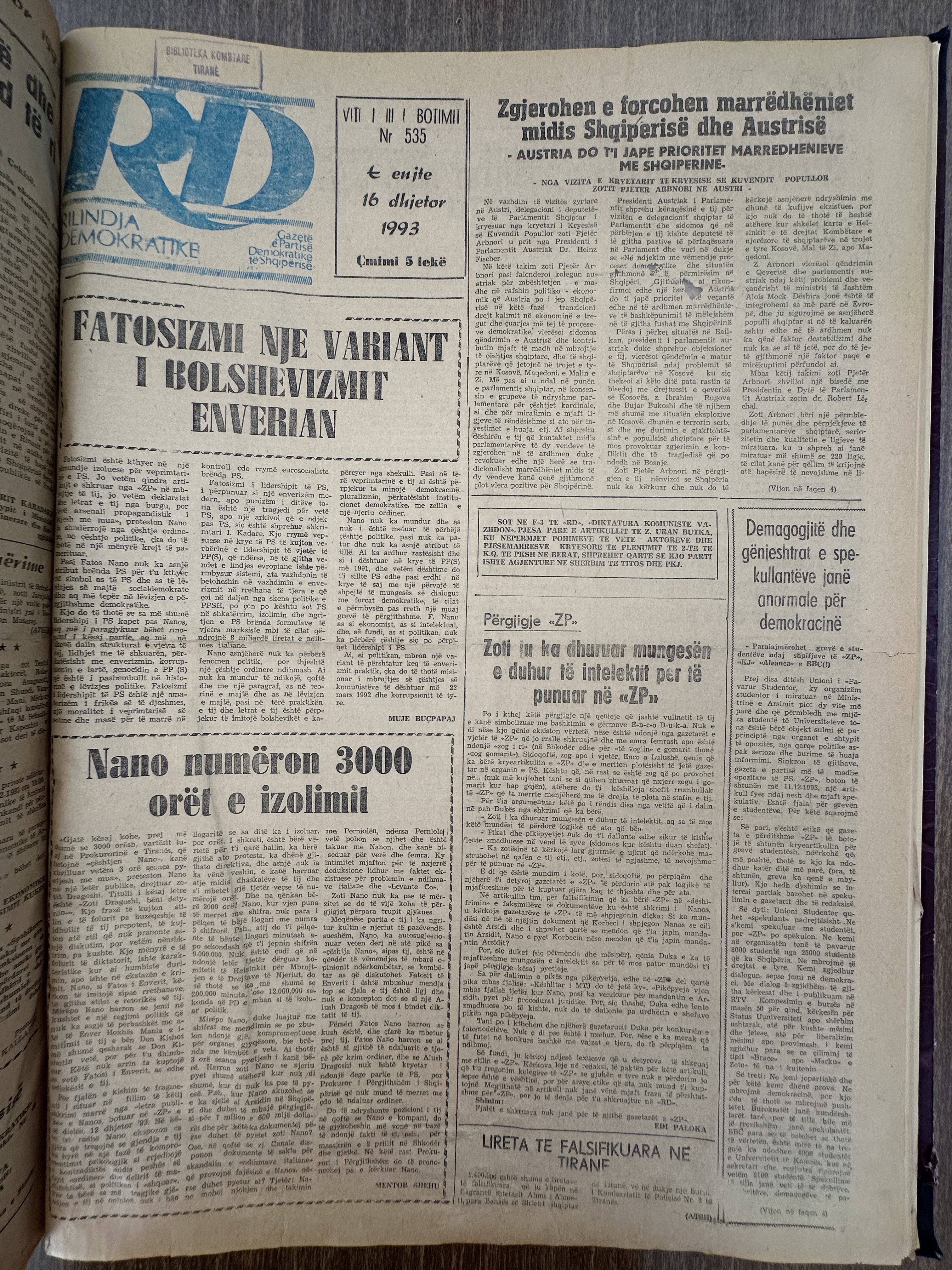 Rilindja Demokratike 1993-12-16