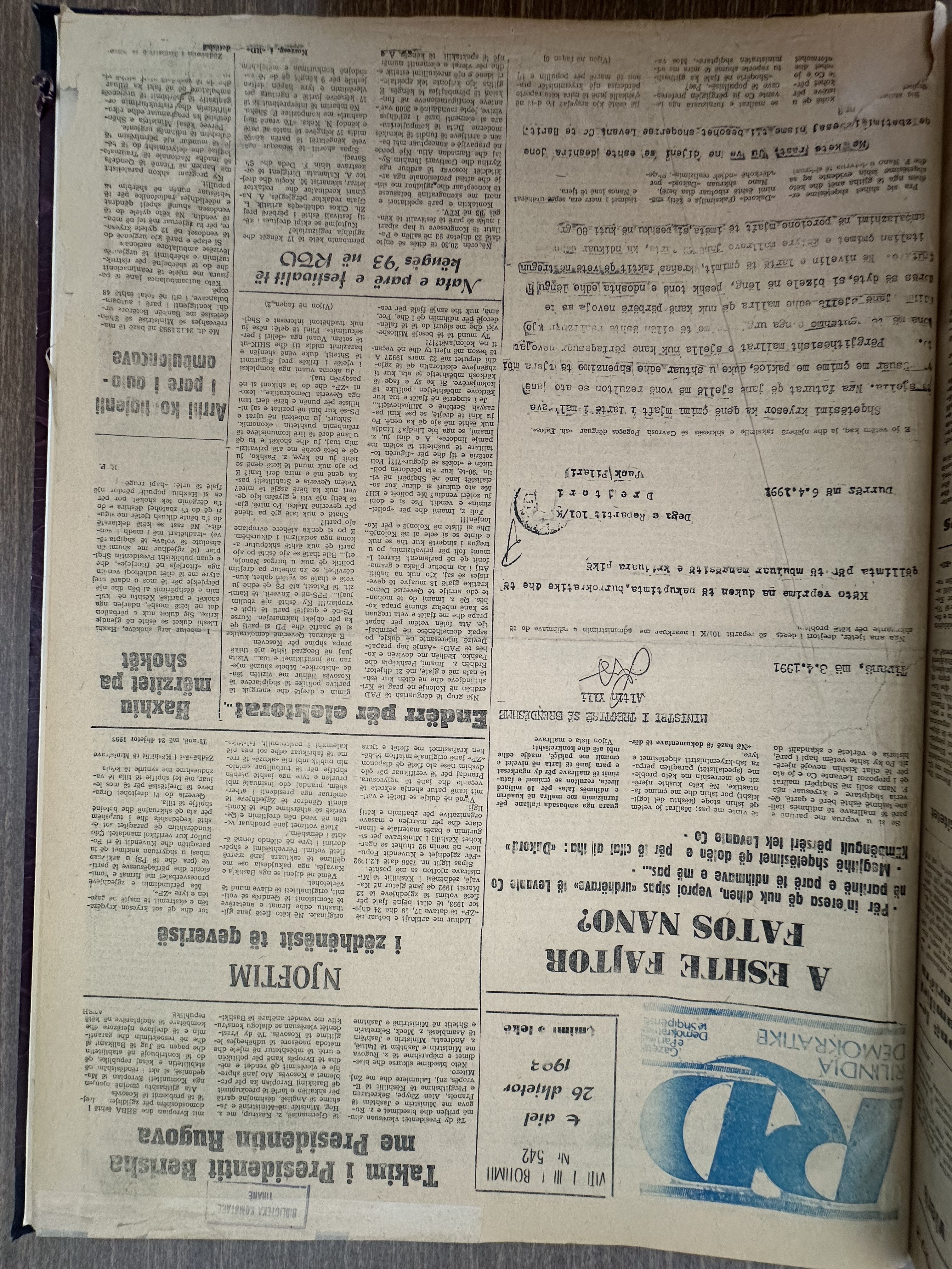 Rilindja Demokratike 1993-12-26