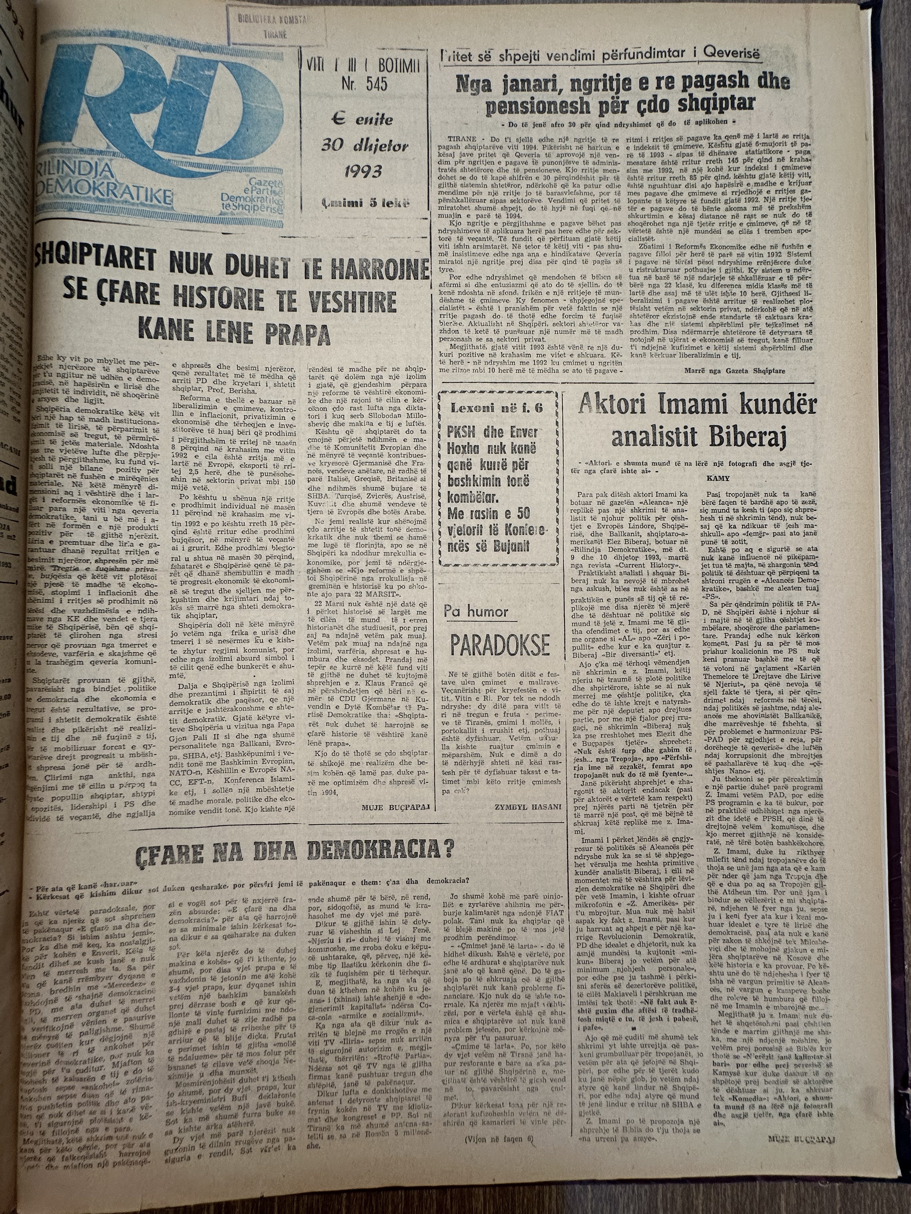 Rilindja Demokratike 1993-12-30