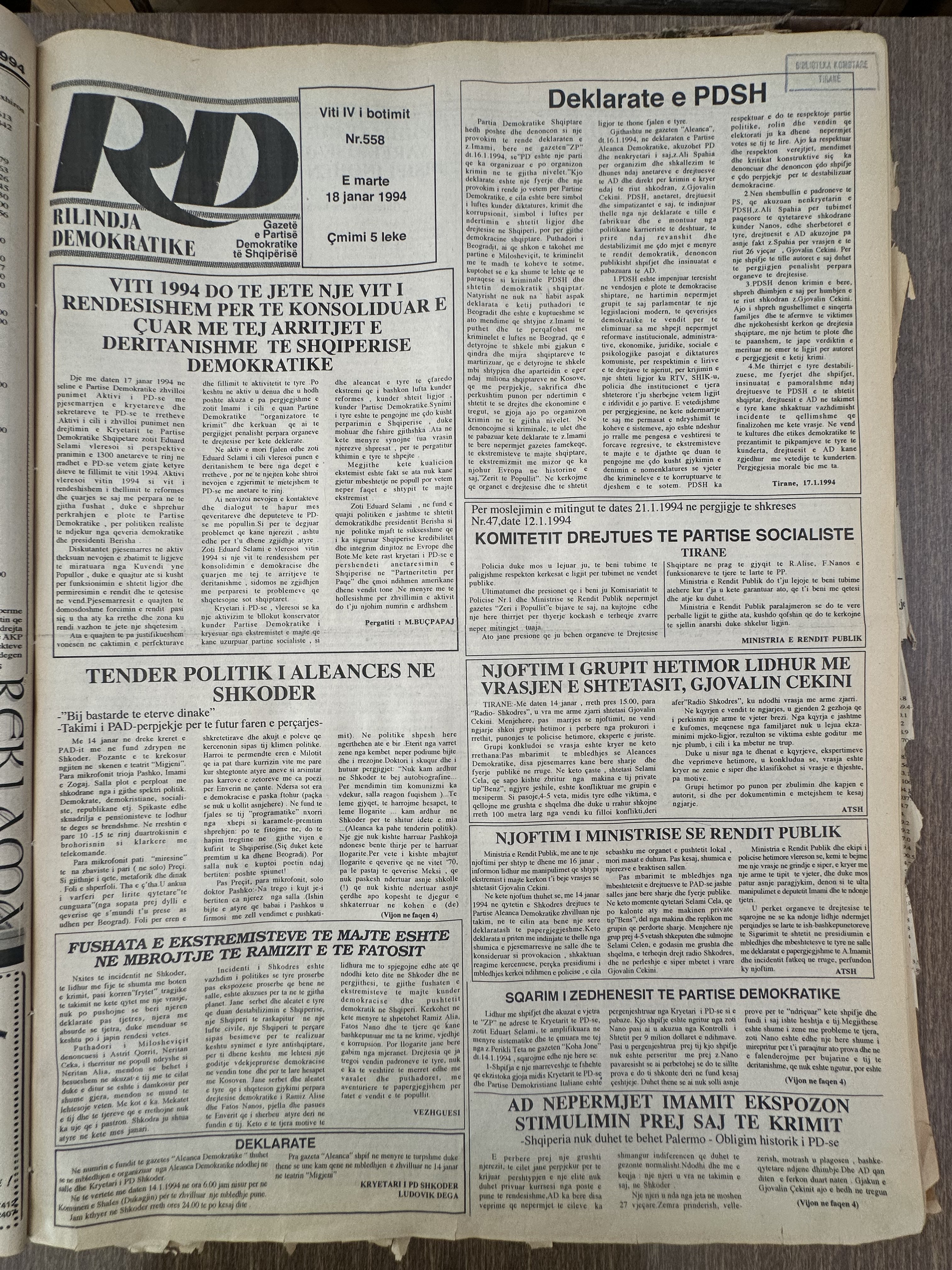Rilindja Demokratike 1994-01-18