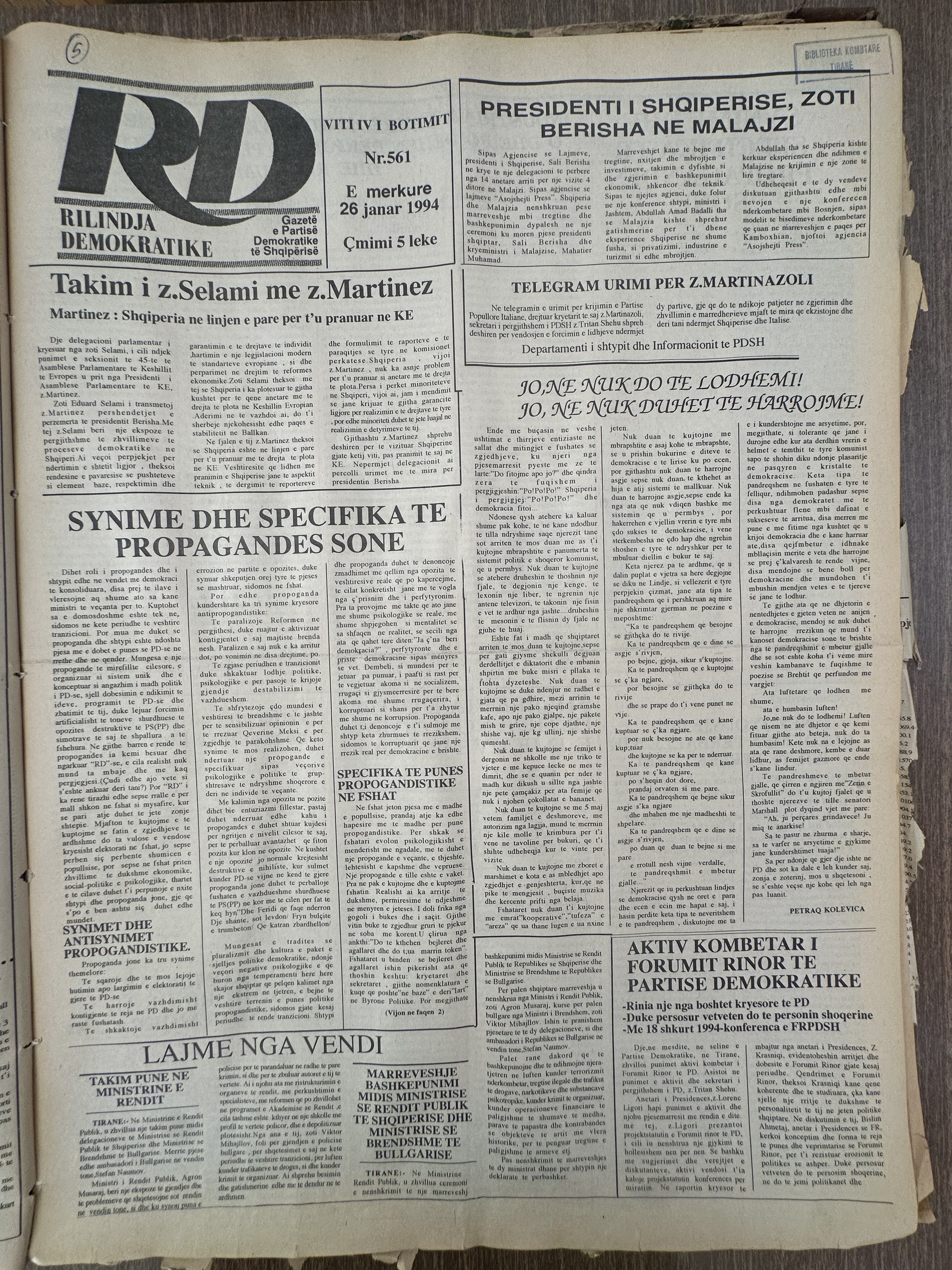 Rilindja Demokratike 1994-01-26