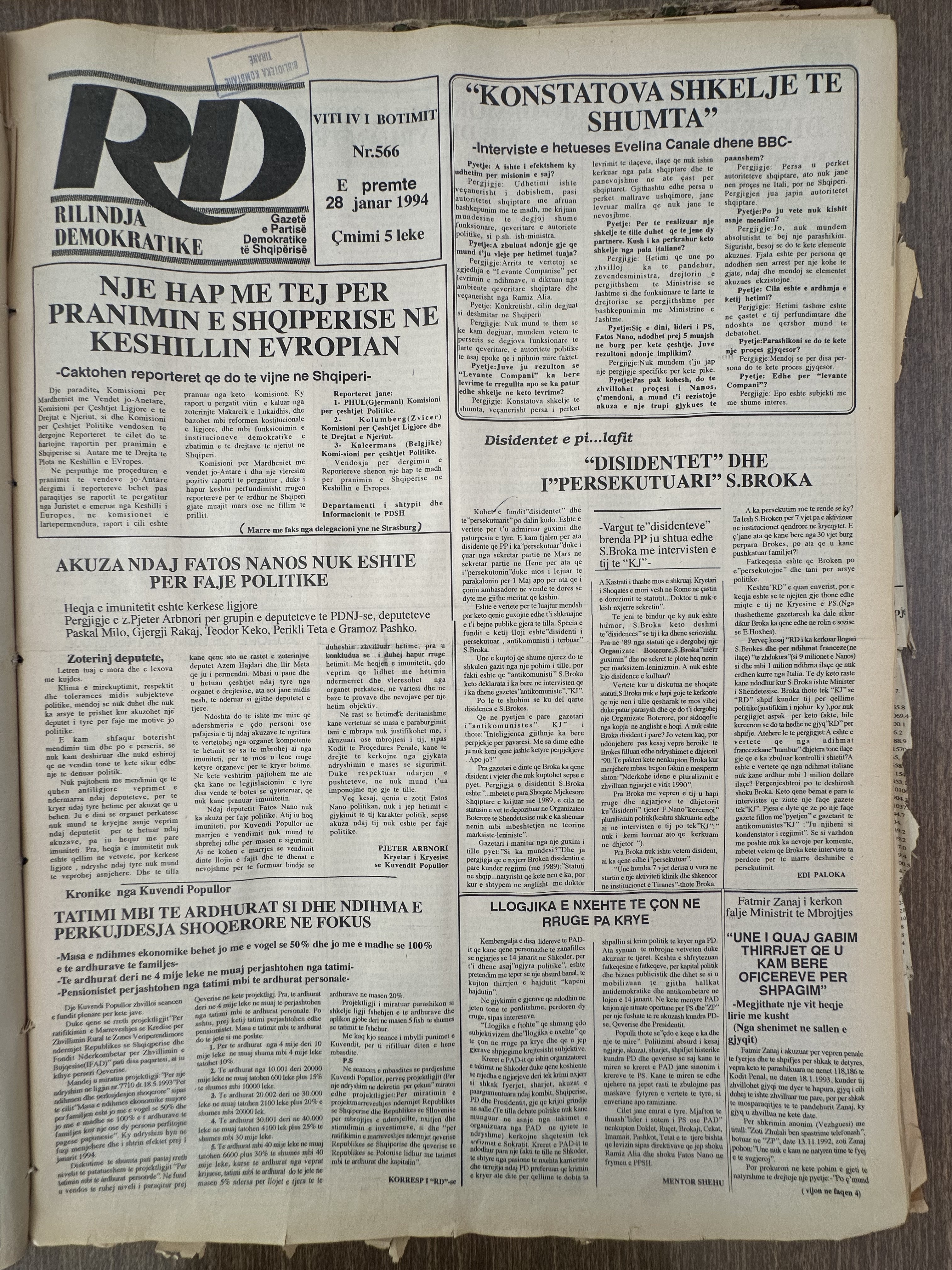 Rilindja Demokratike 1994-01-28