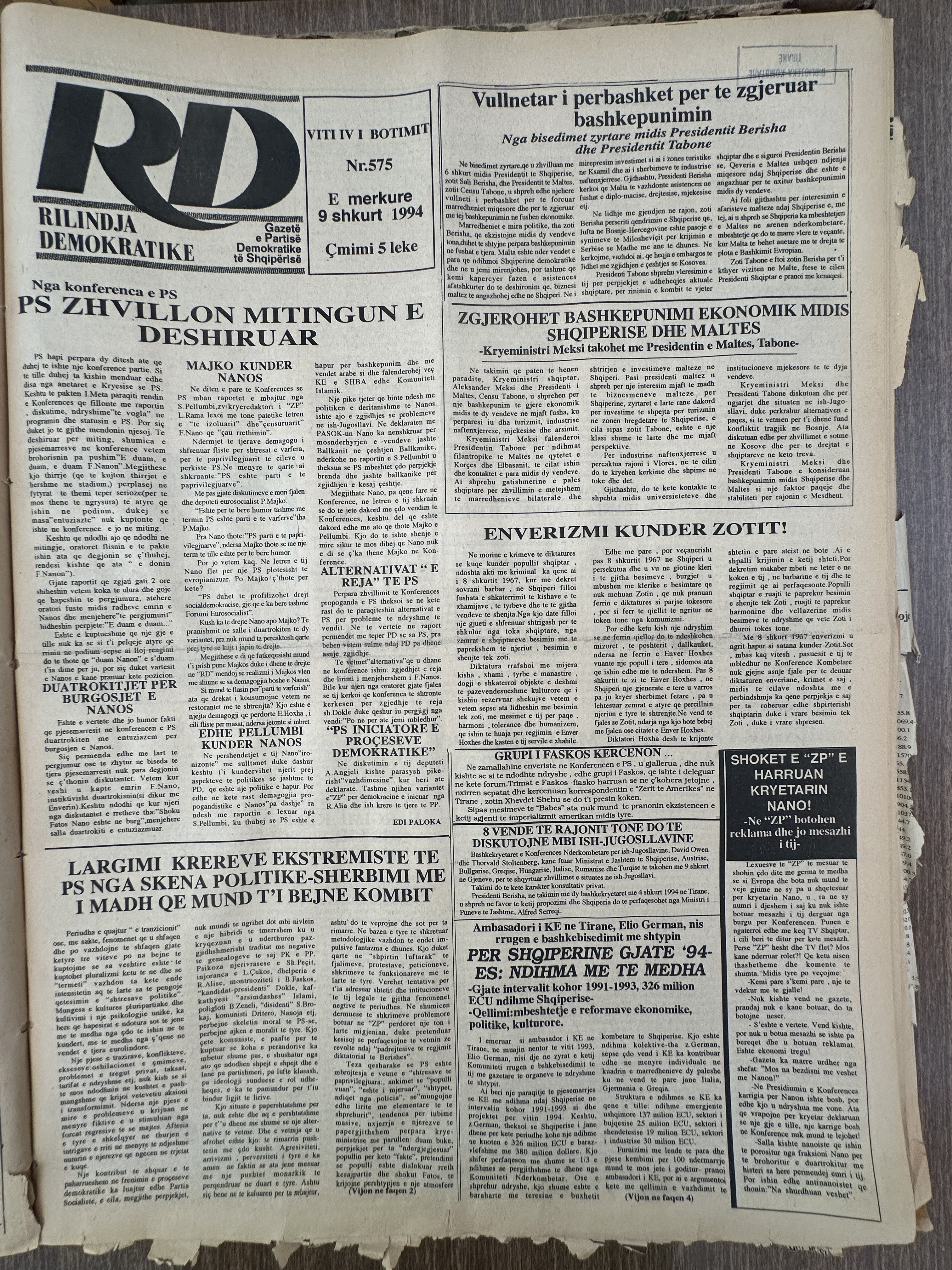 Rilindja Demokratike 1994-02-09