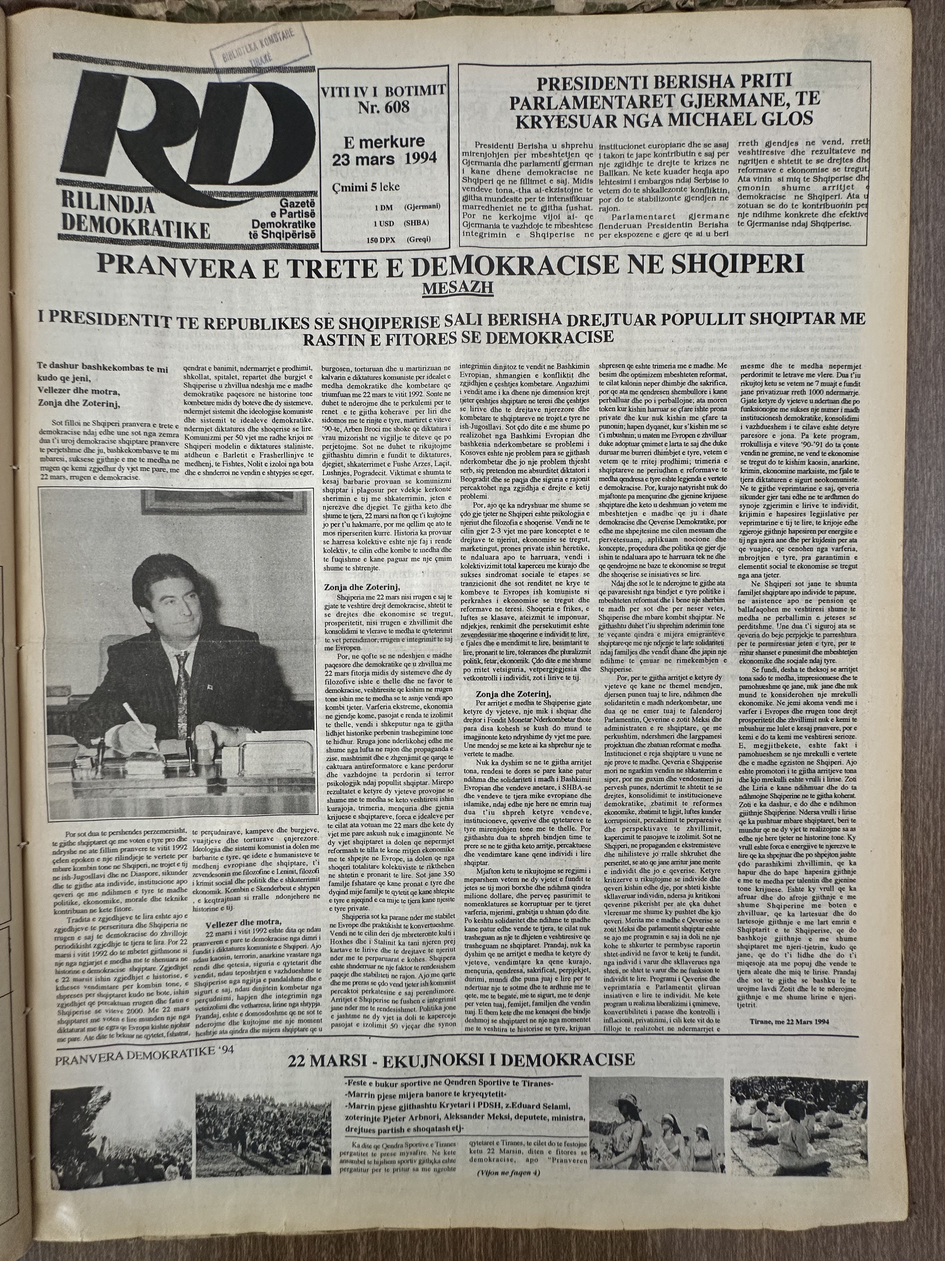 Rilindja Demokratike 1994-03-23