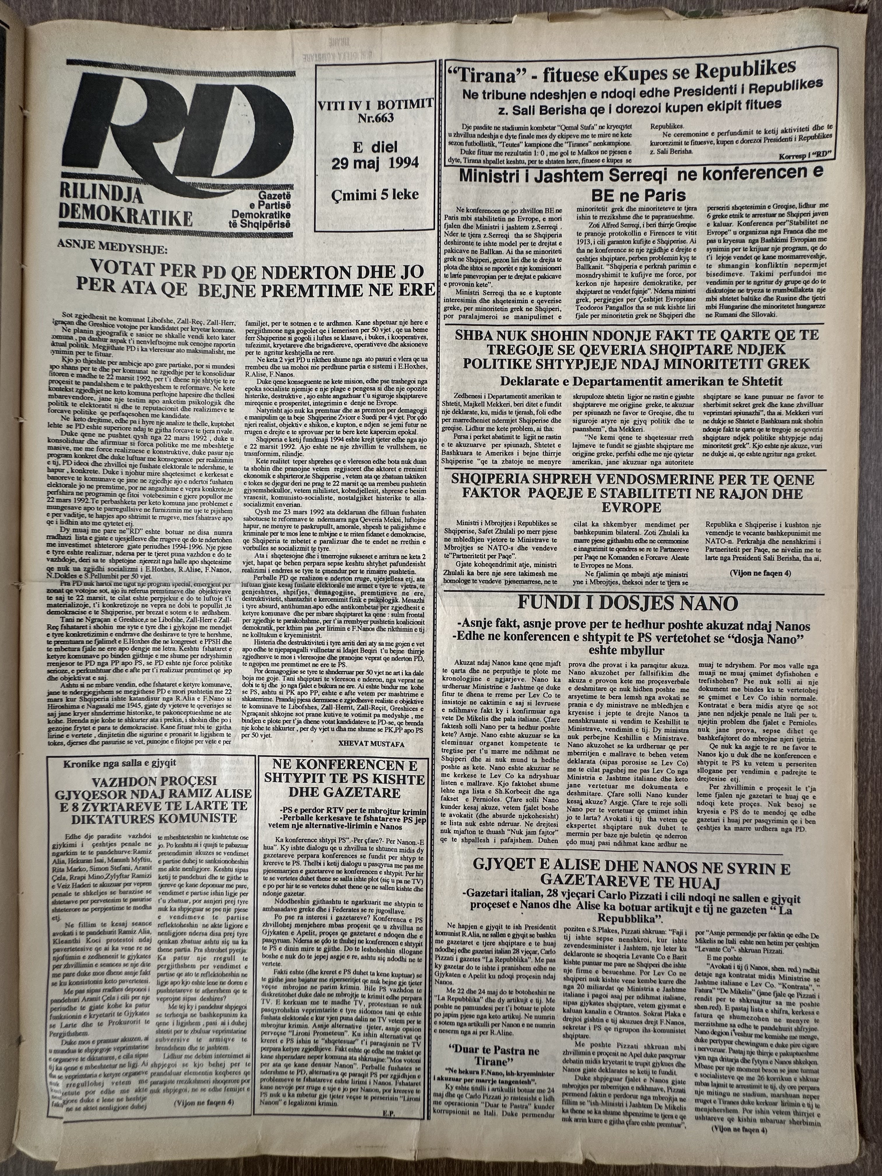 Rilindja Demokratike 1994-05-29