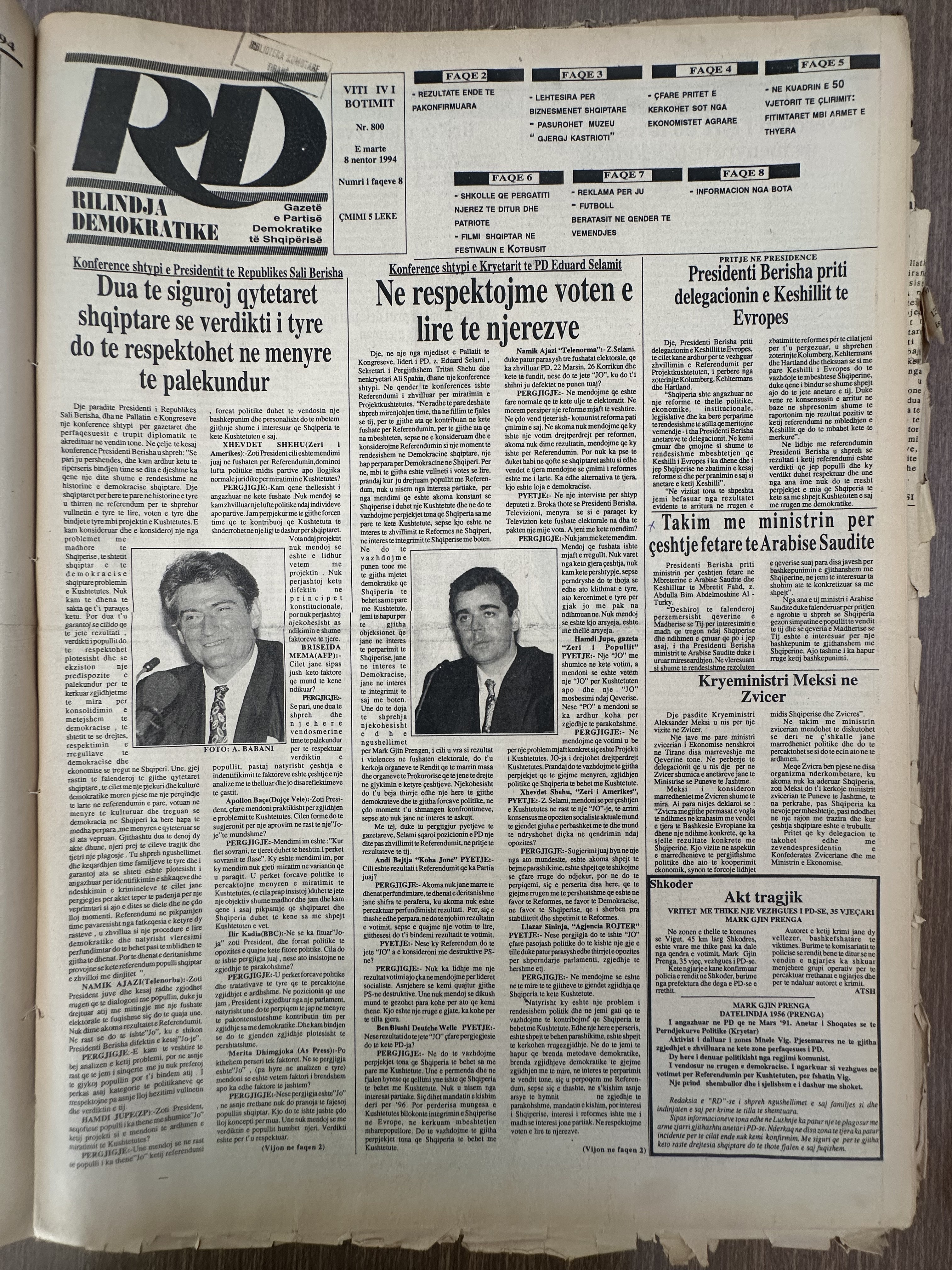 Rilindja Demokratike 1994-11-08