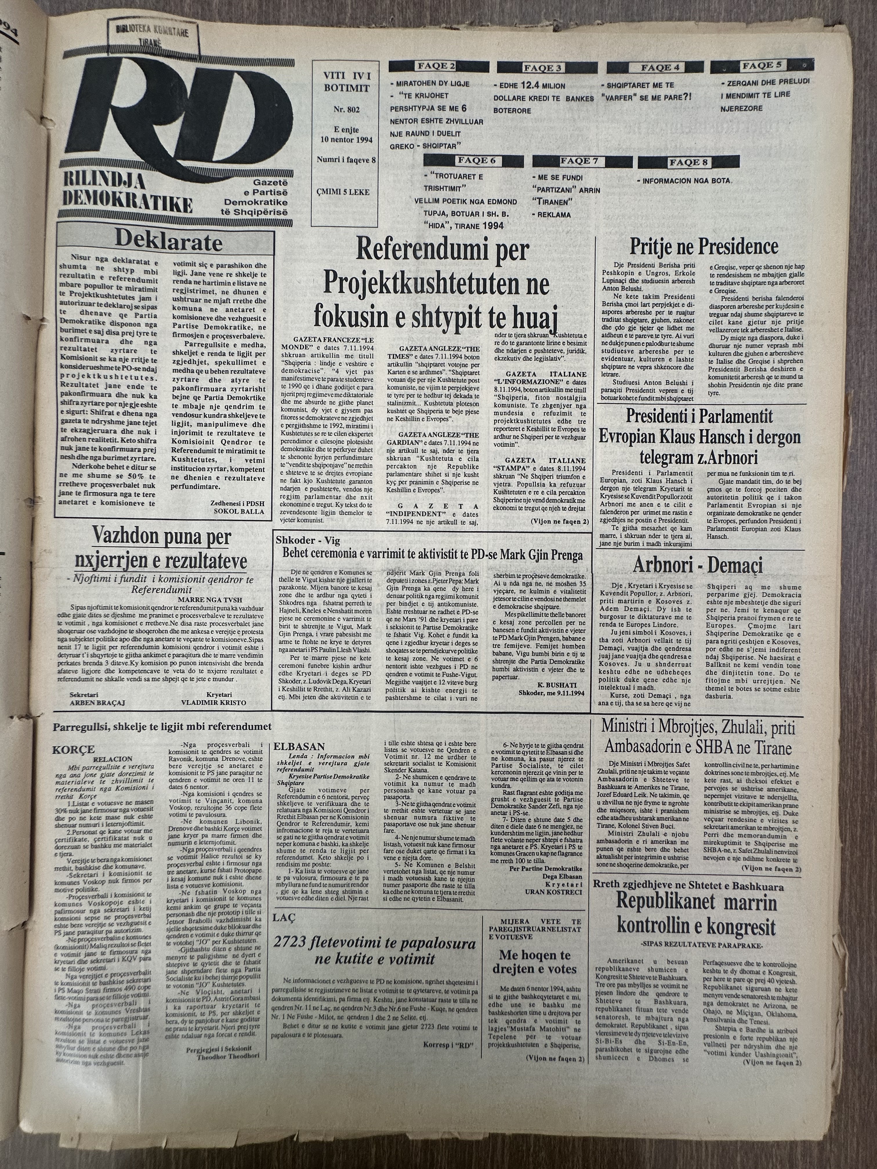 Rilindja Demokratike 1994-11-10