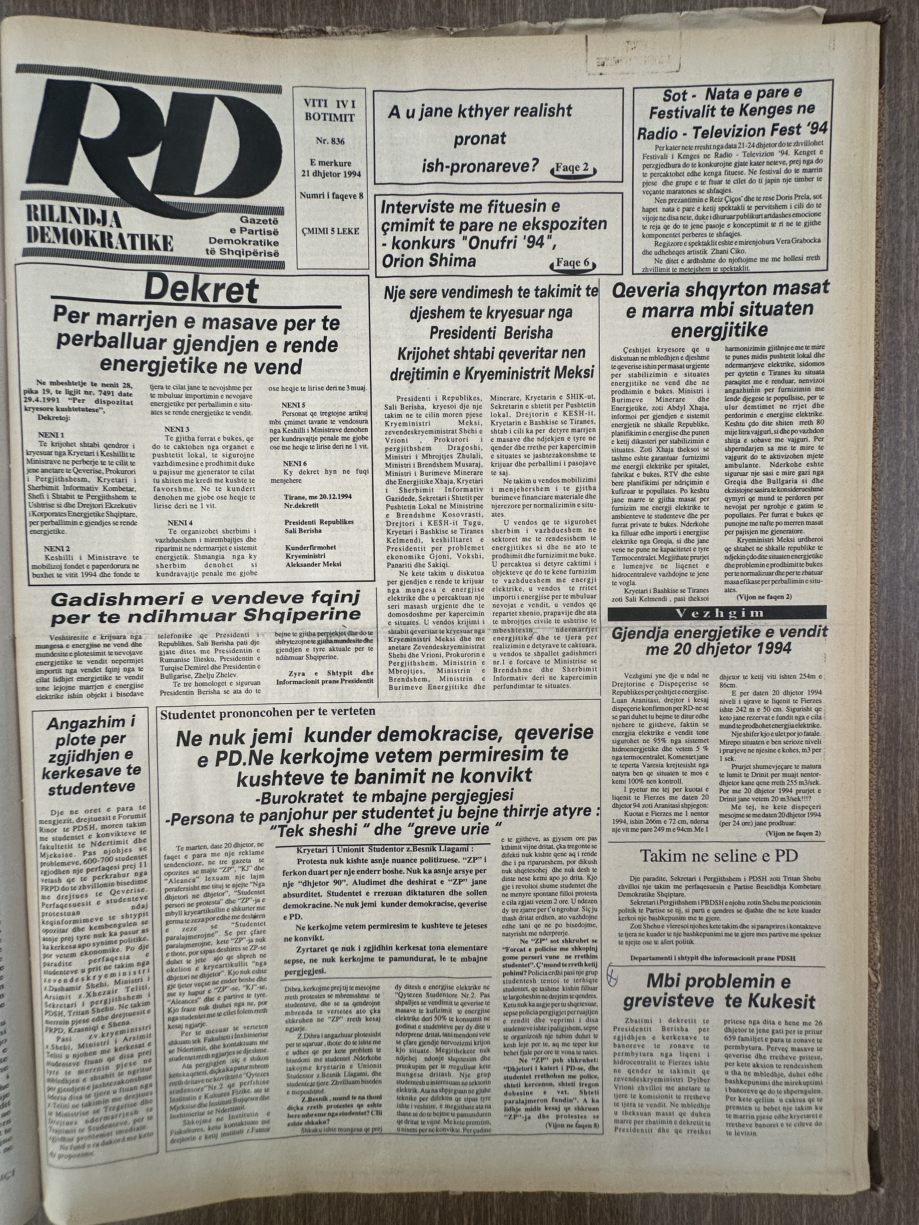 Rilindja Demokratike 1994-12-21