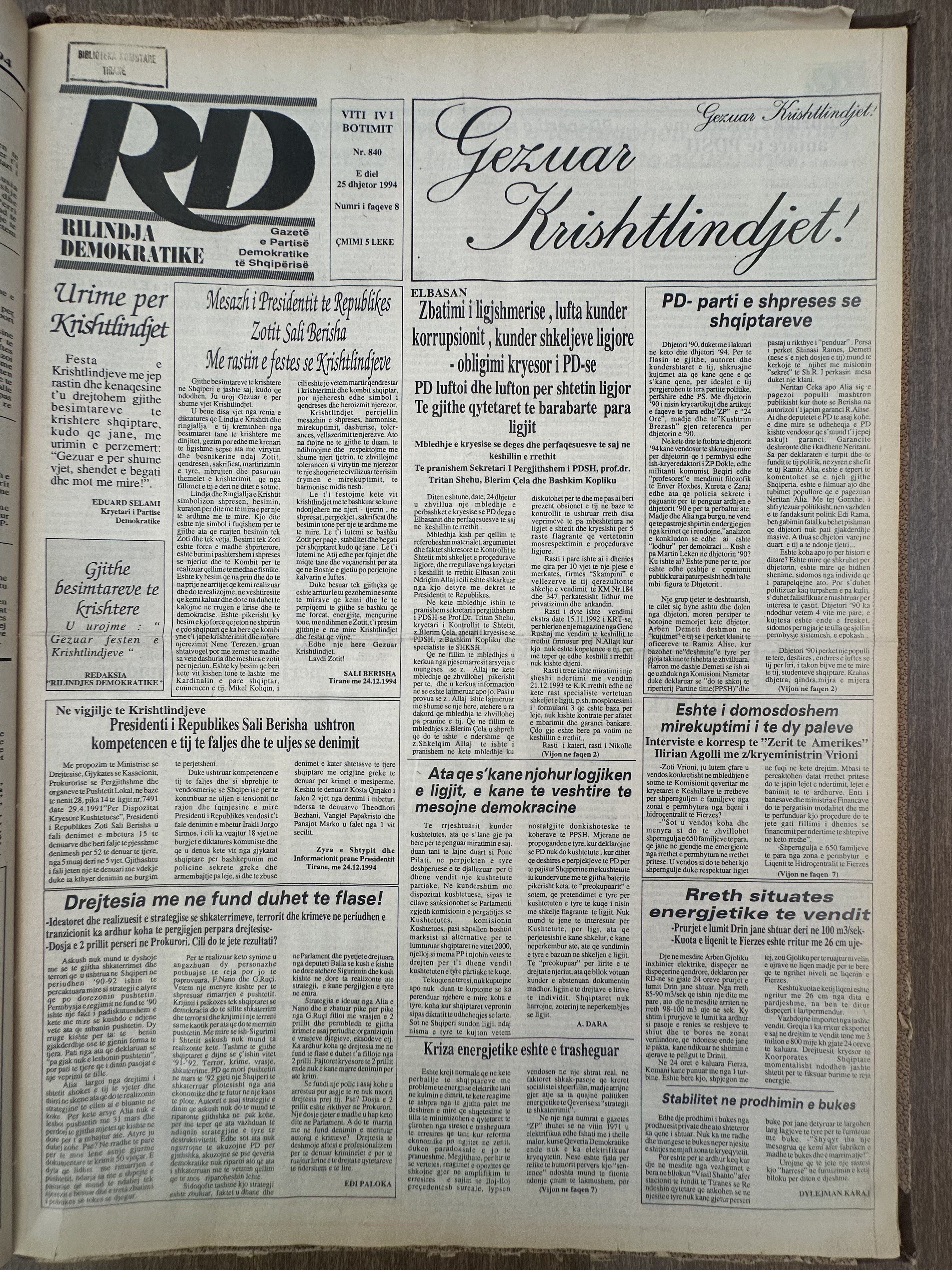 Rilindja Demokratike 1994-12-25