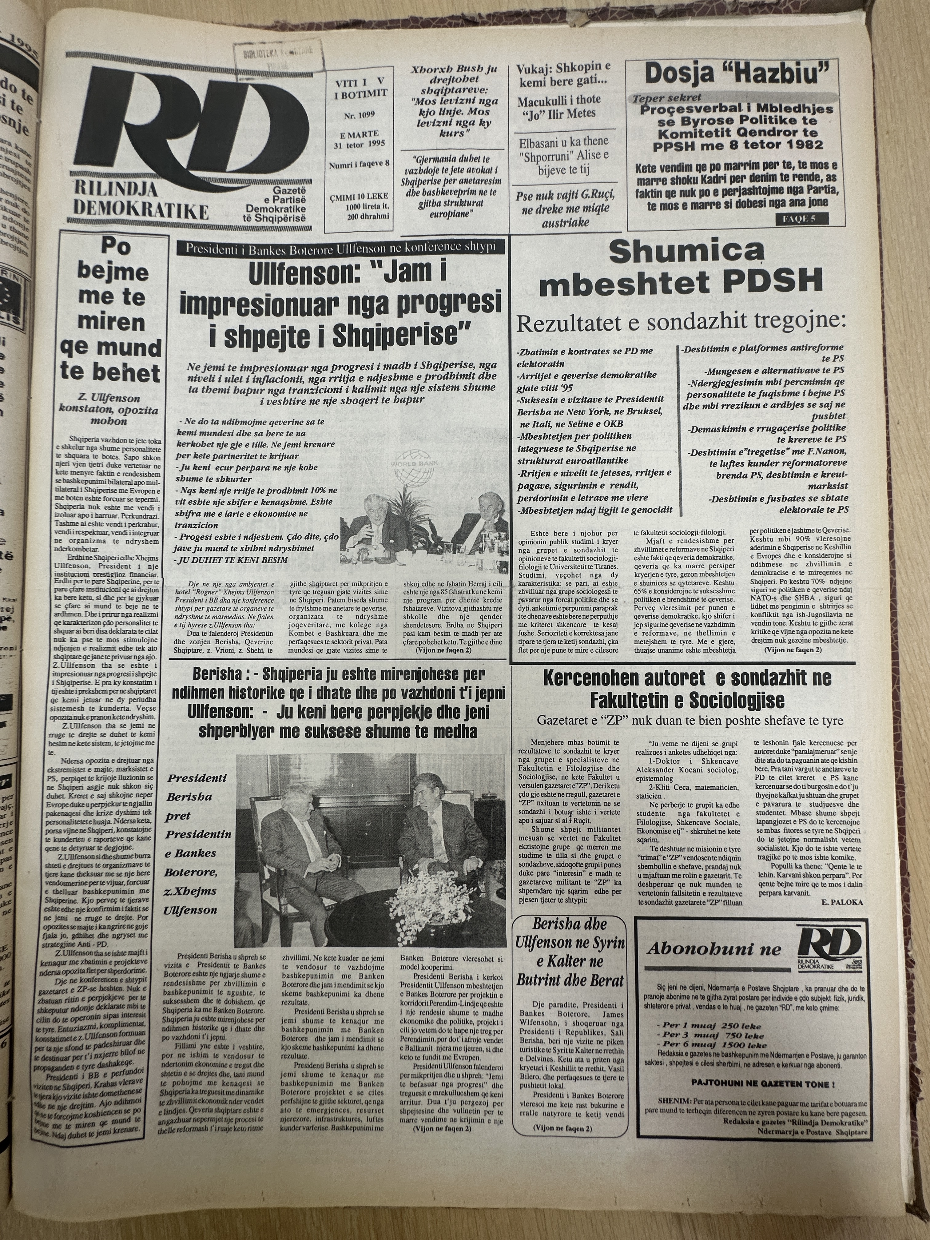 Rilindja Demokratike 1995-10-31