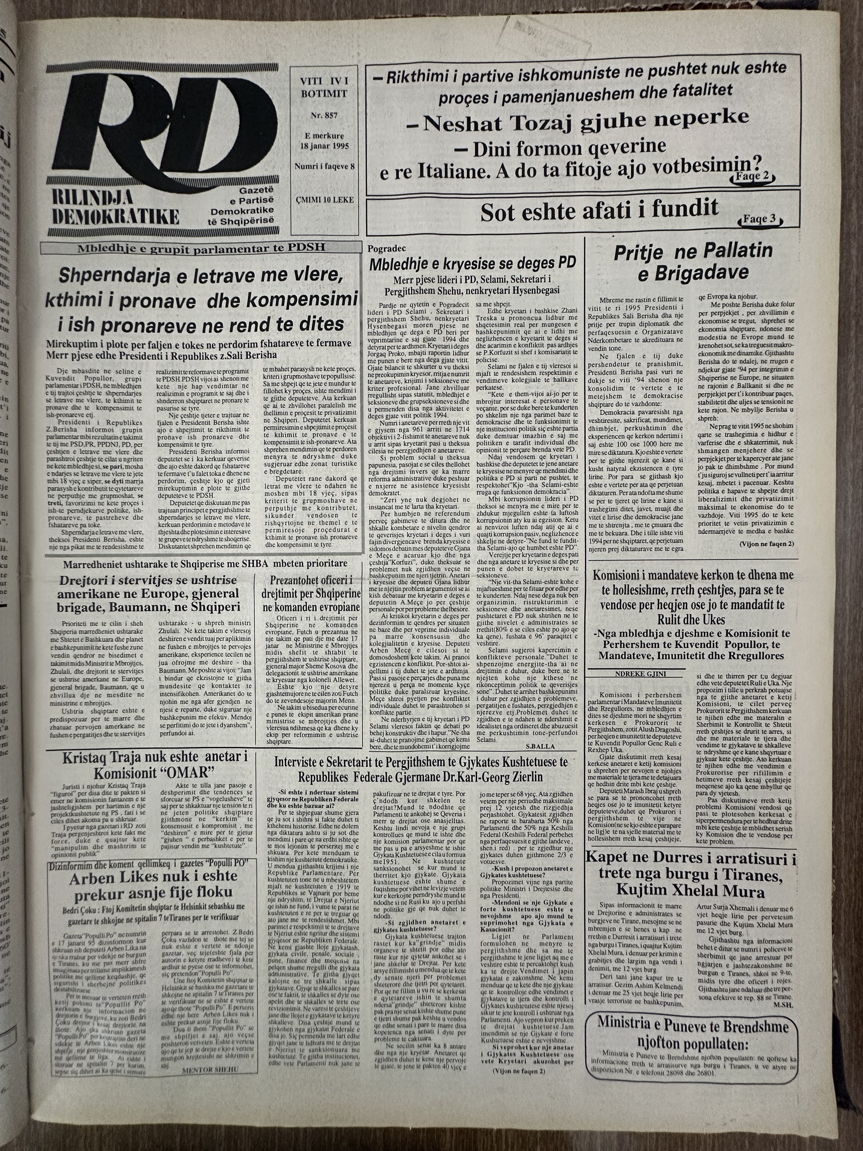 Rilindja Demokratike 1995-01-18