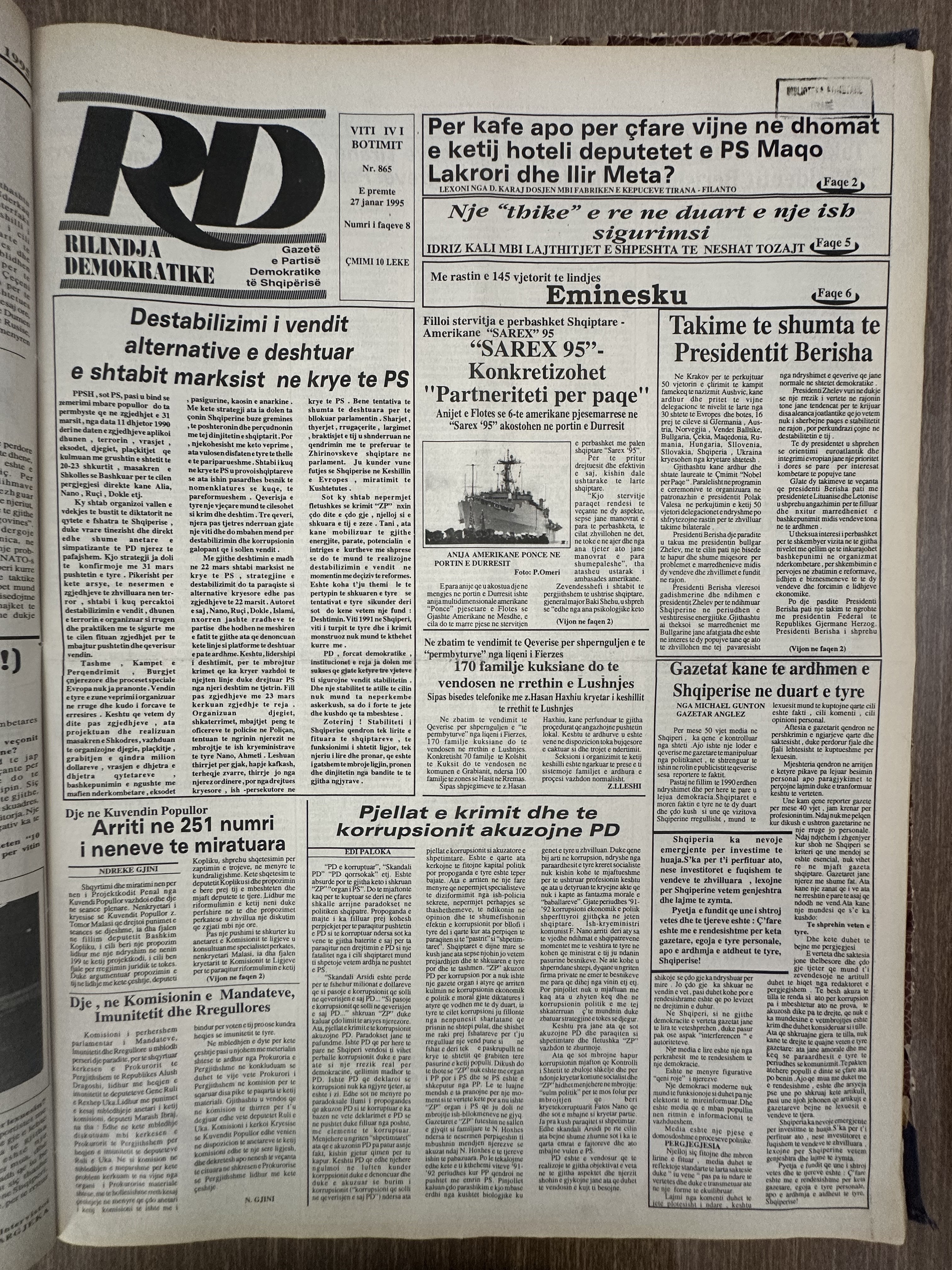 Rilindja Demokratike 1995-01-27