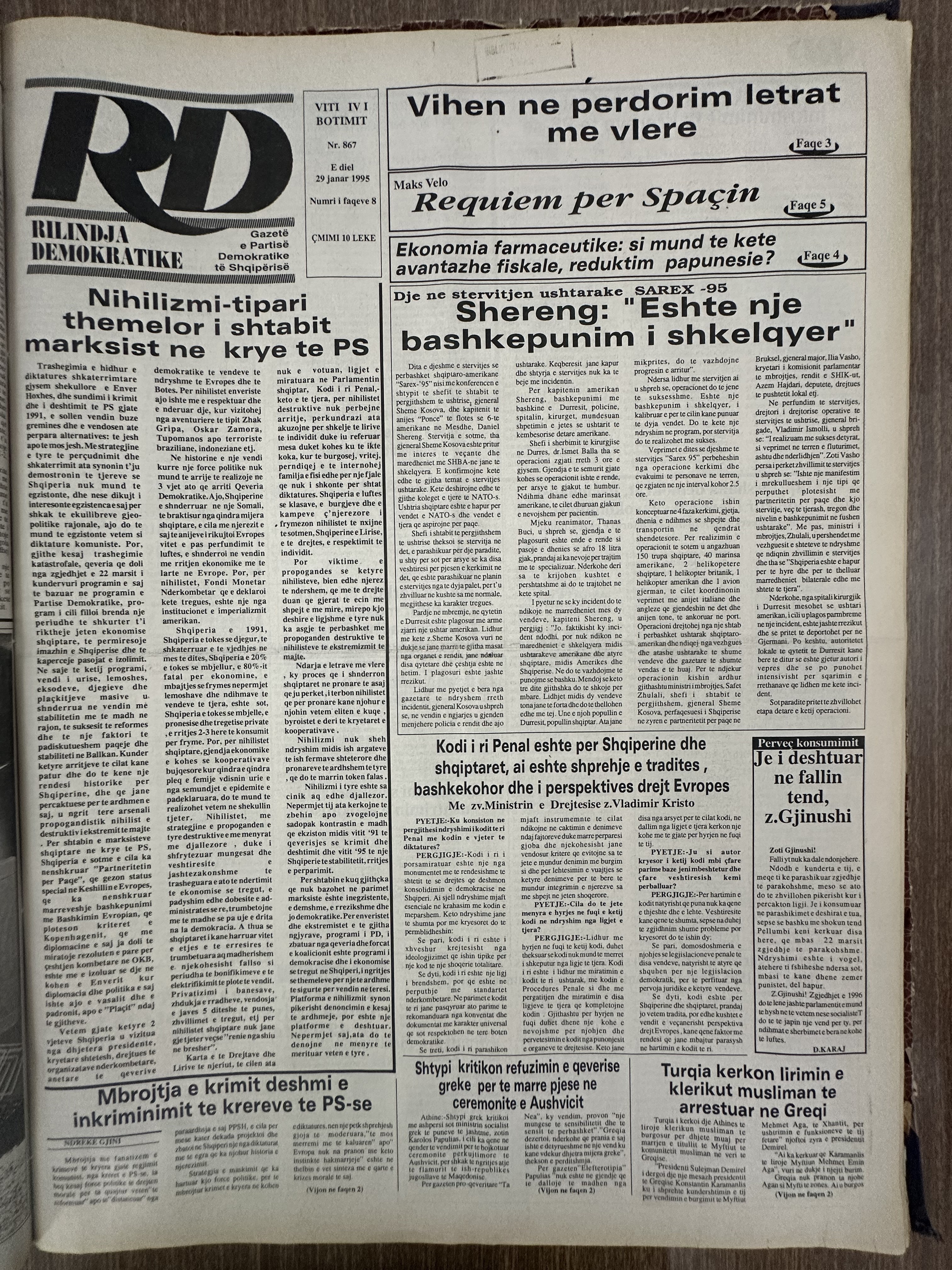 Rilindja Demokratike 1995-01-29
