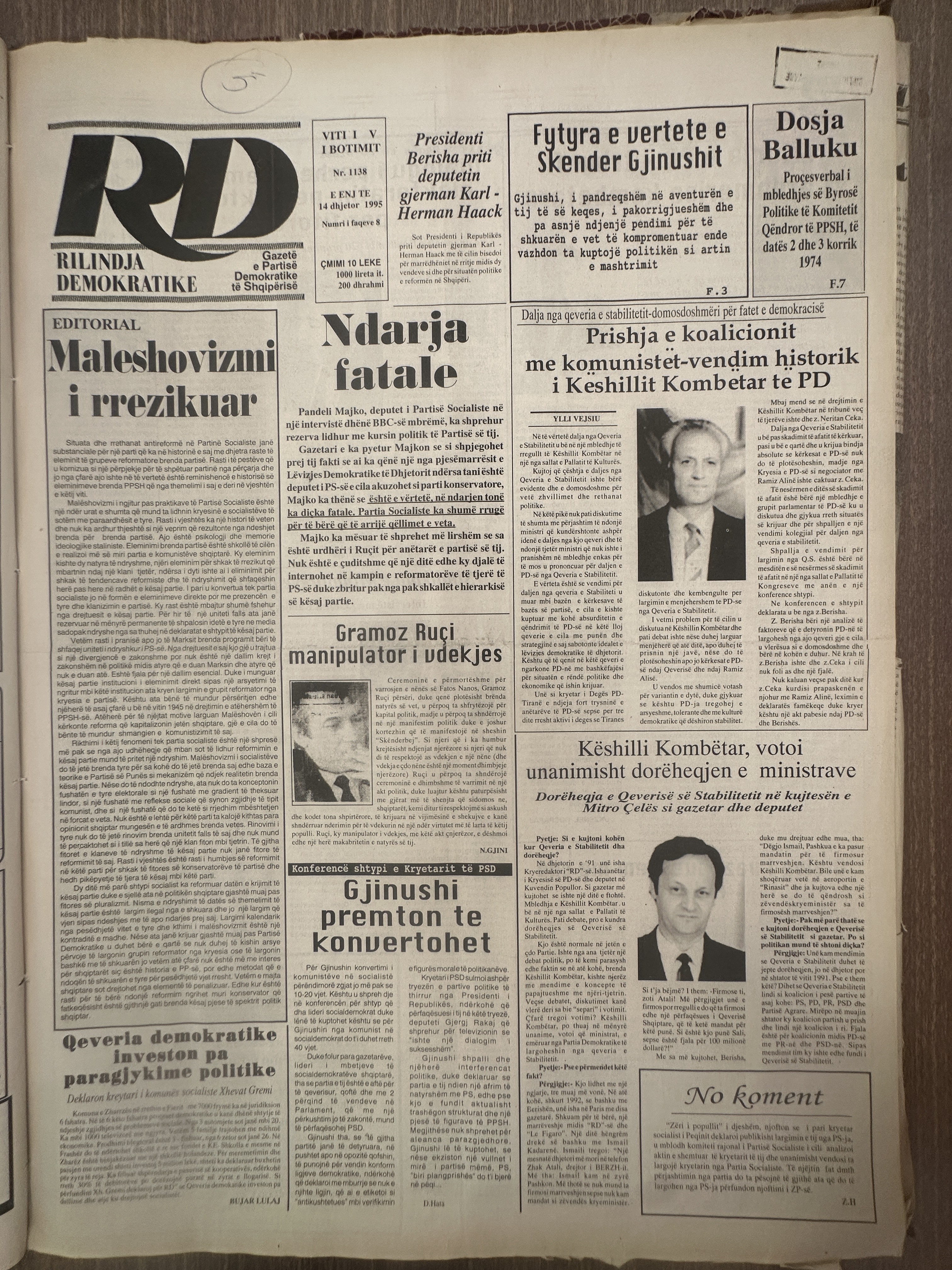 Rilindja Demokratike 1995-12-14
