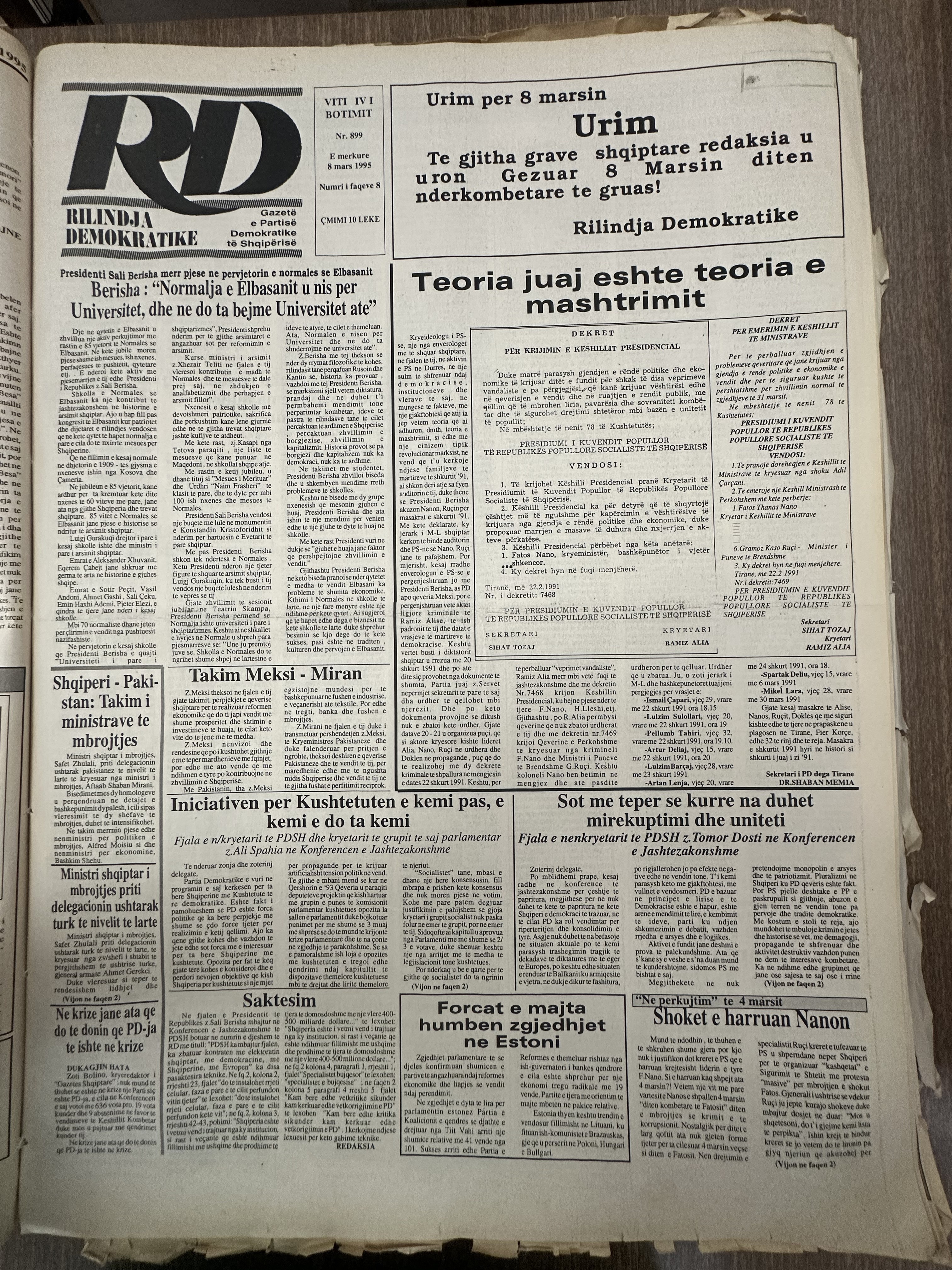 Rilindja Demokratike 1995-03-08
