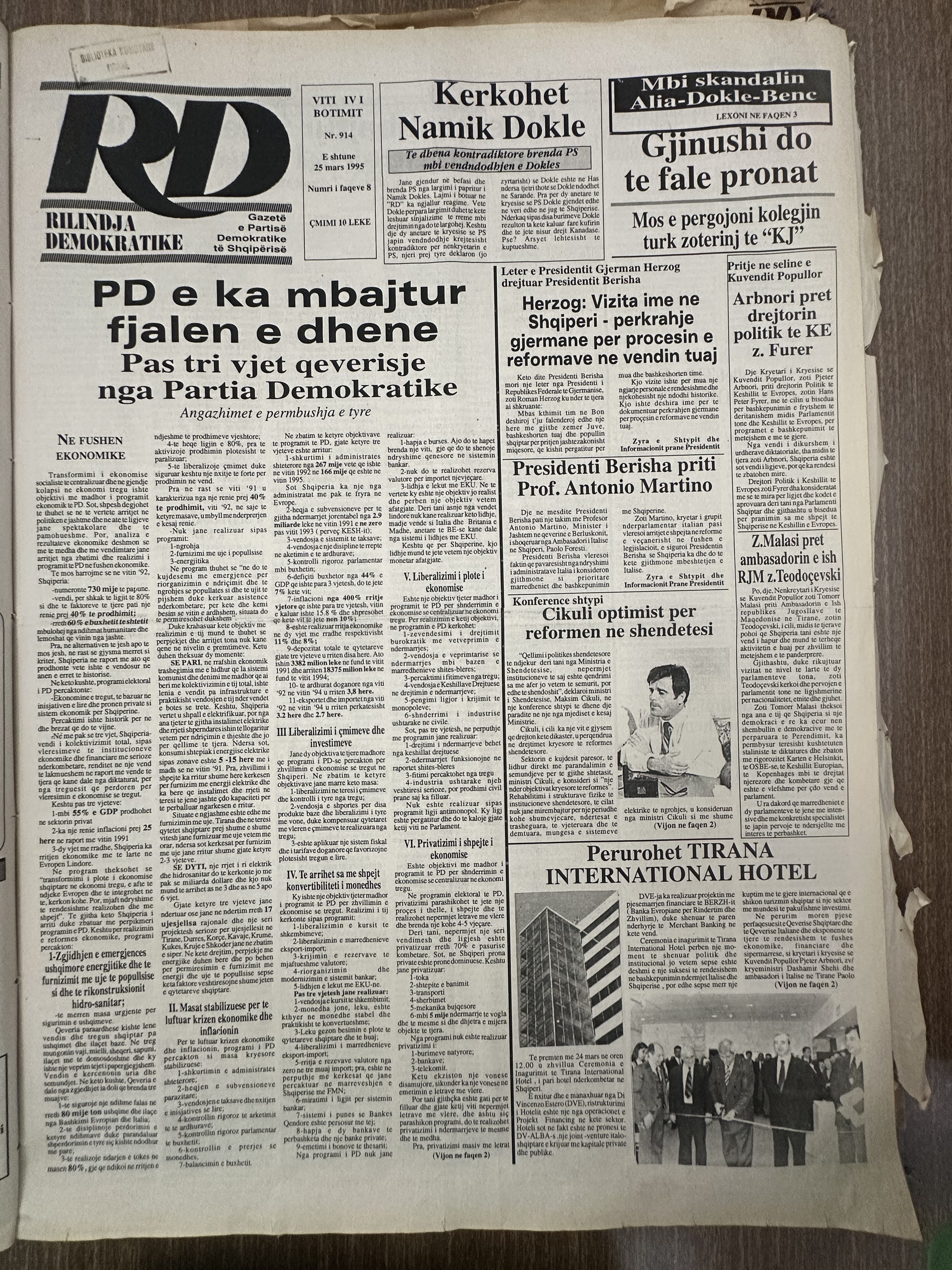 Rilindja Demokratike 1995-03-25