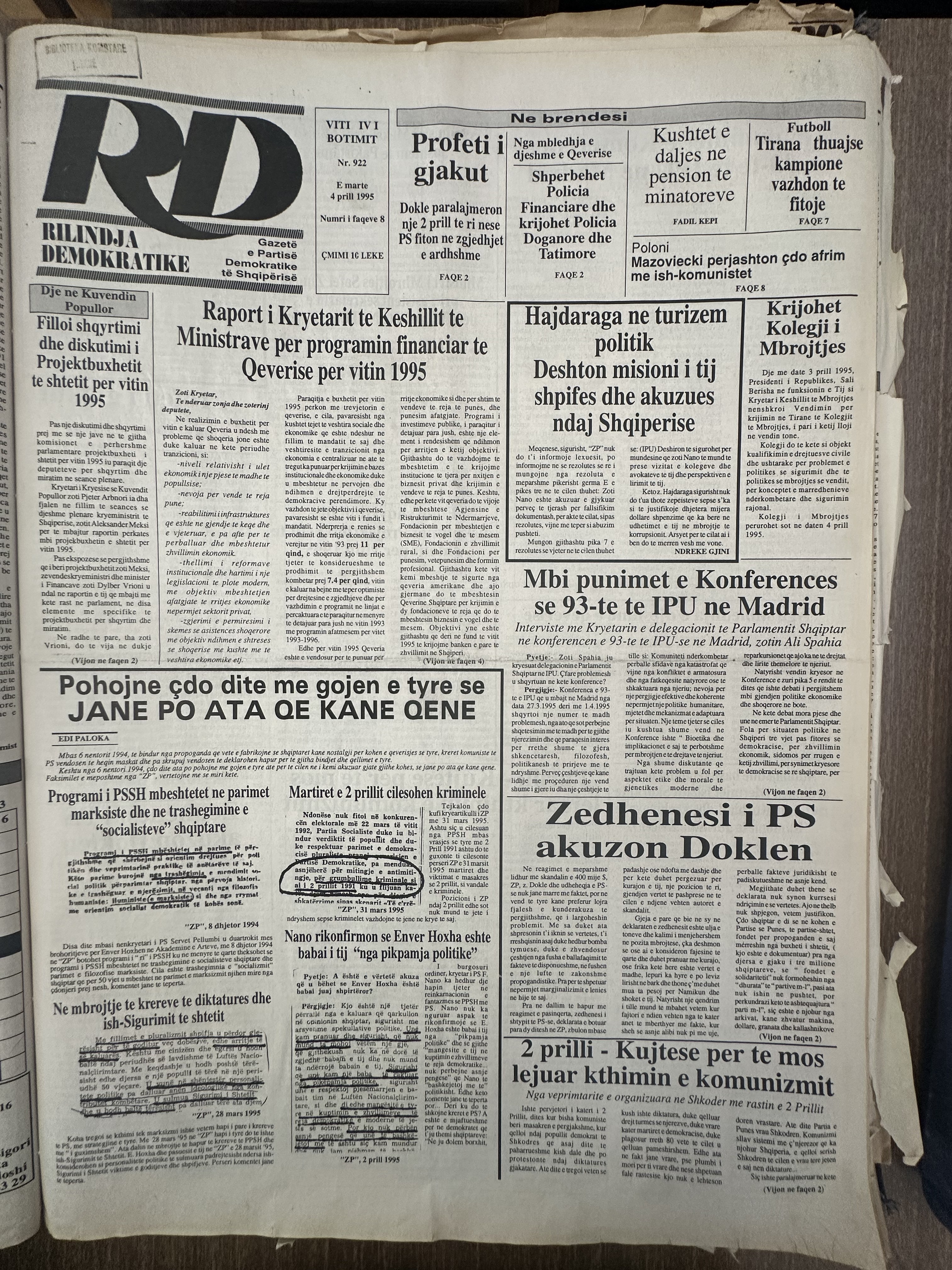 Rilindja Demokratike 1995-04-04