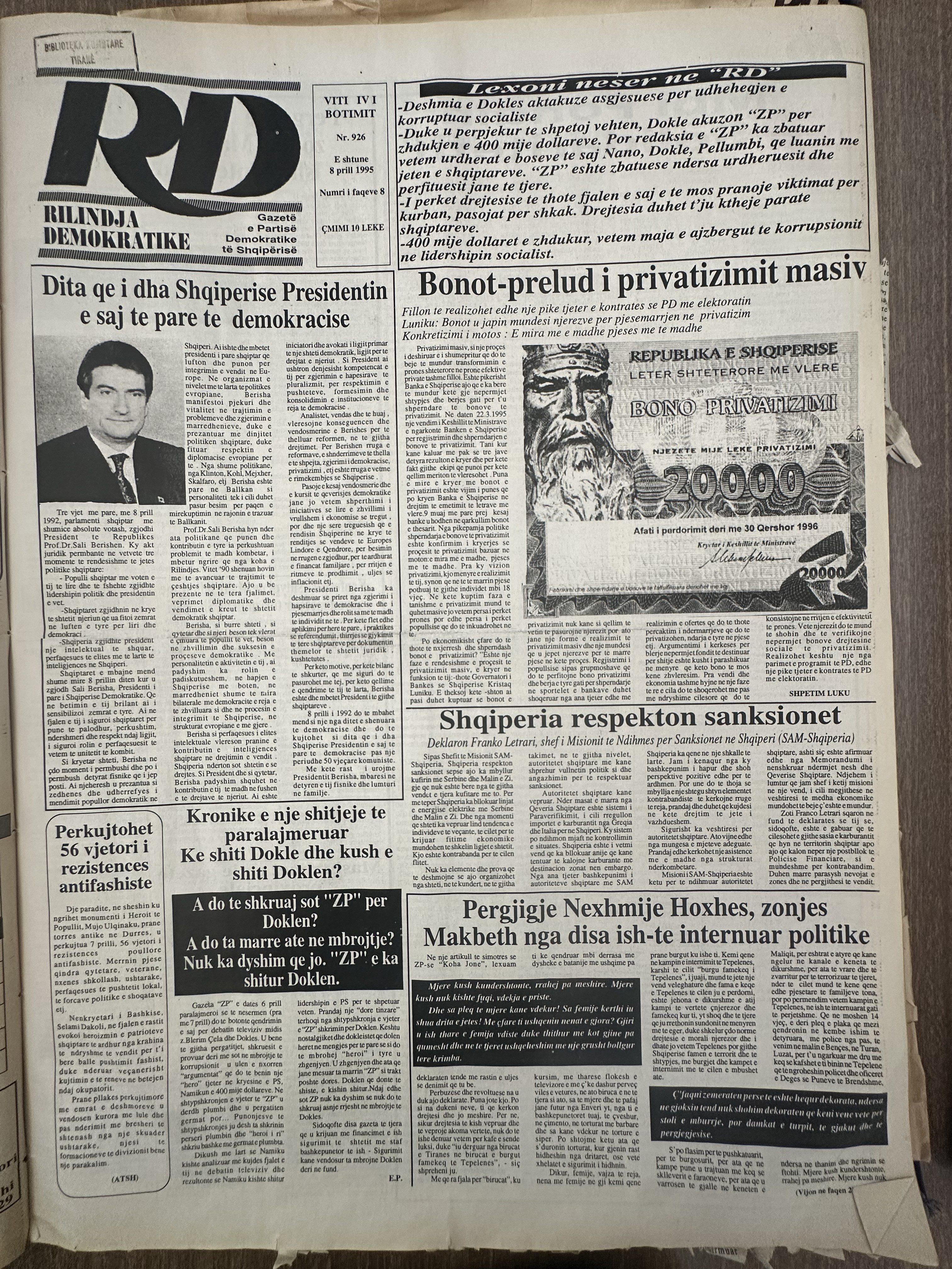 Rilindja Demokratike 1995-04-08
