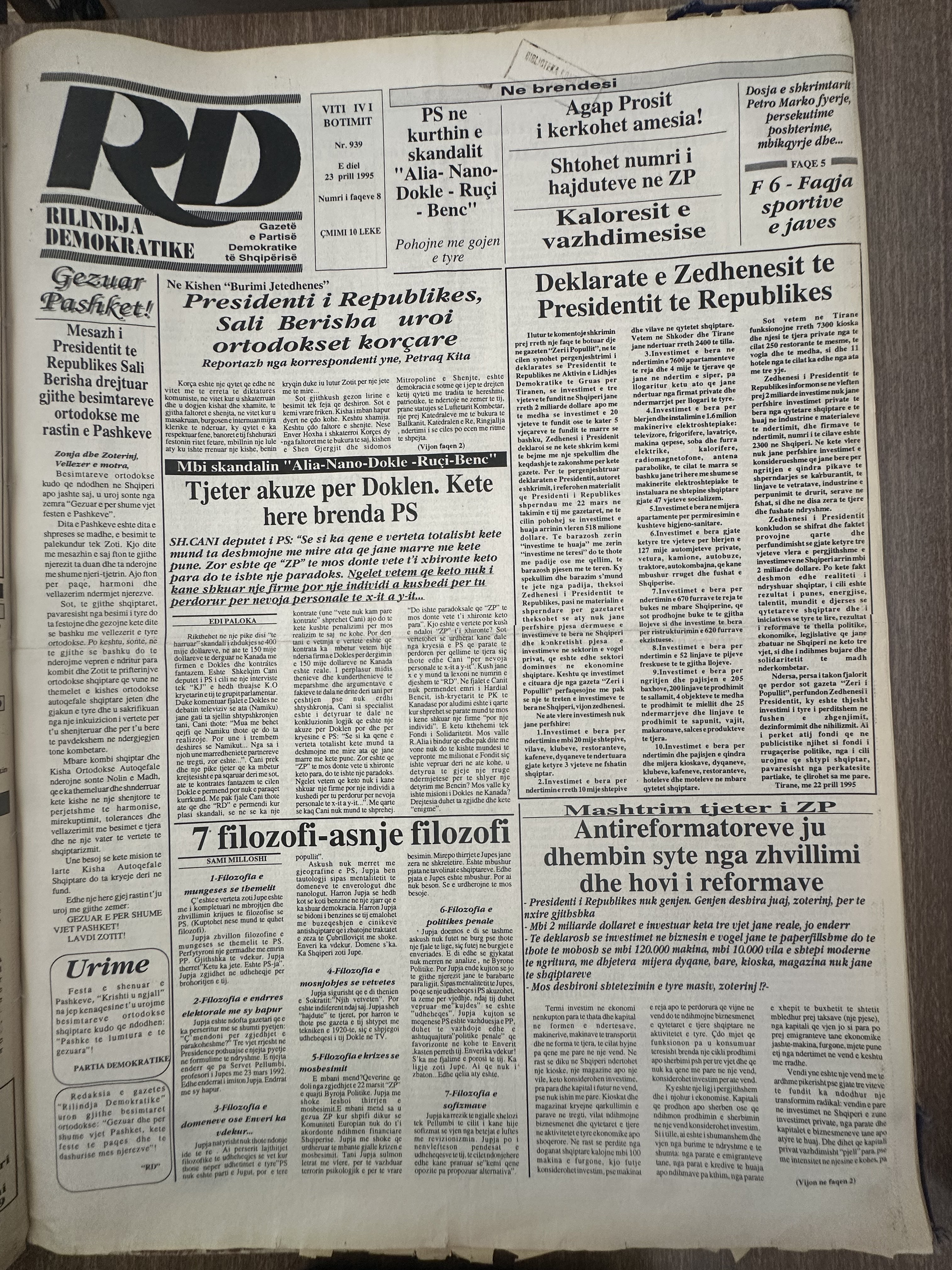 Rilindja Demokratike 1995-04-23