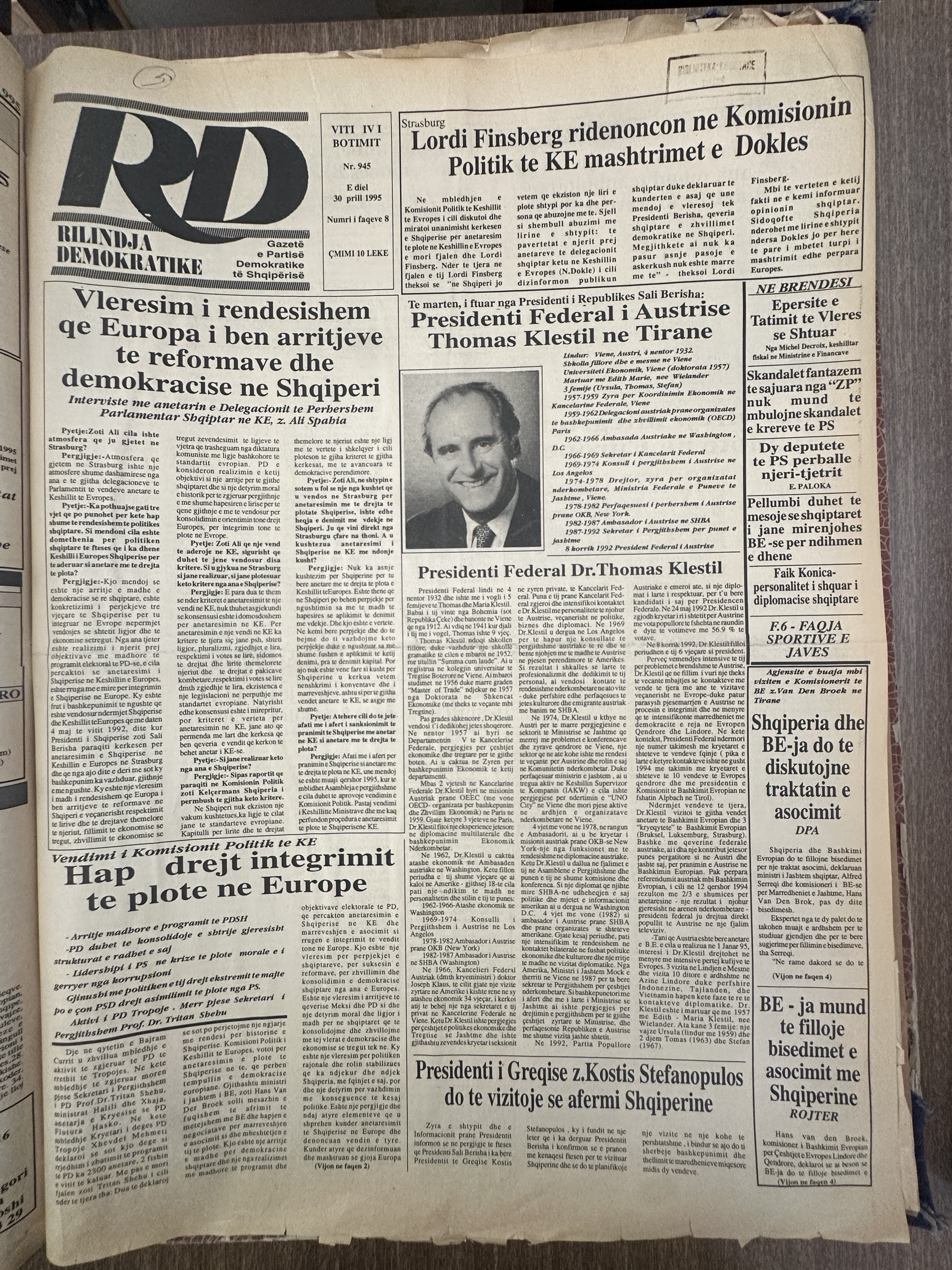 Rilindja Demokratike 1995-04-30
