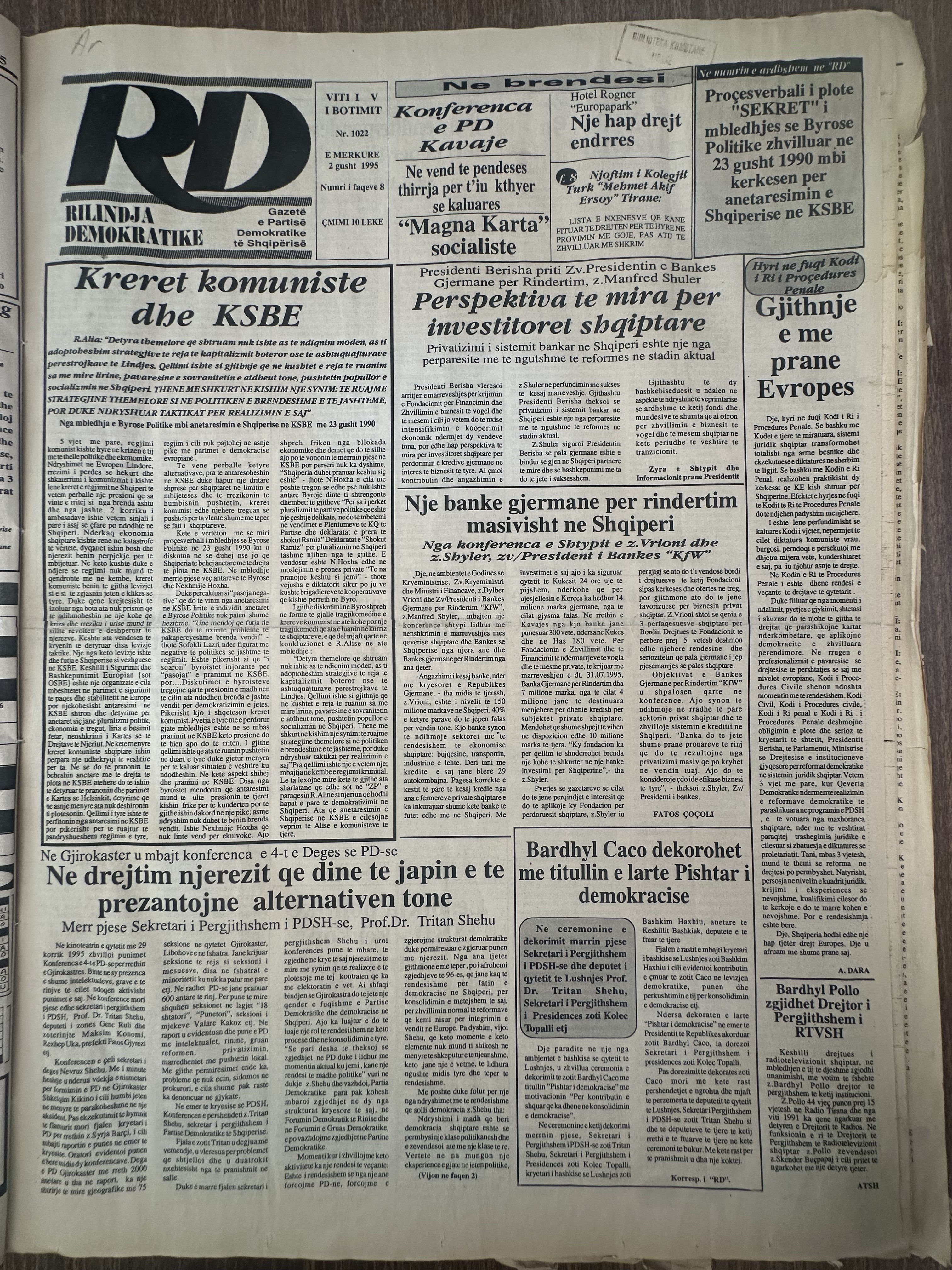 Rilindja Demokratike 1995-08-02