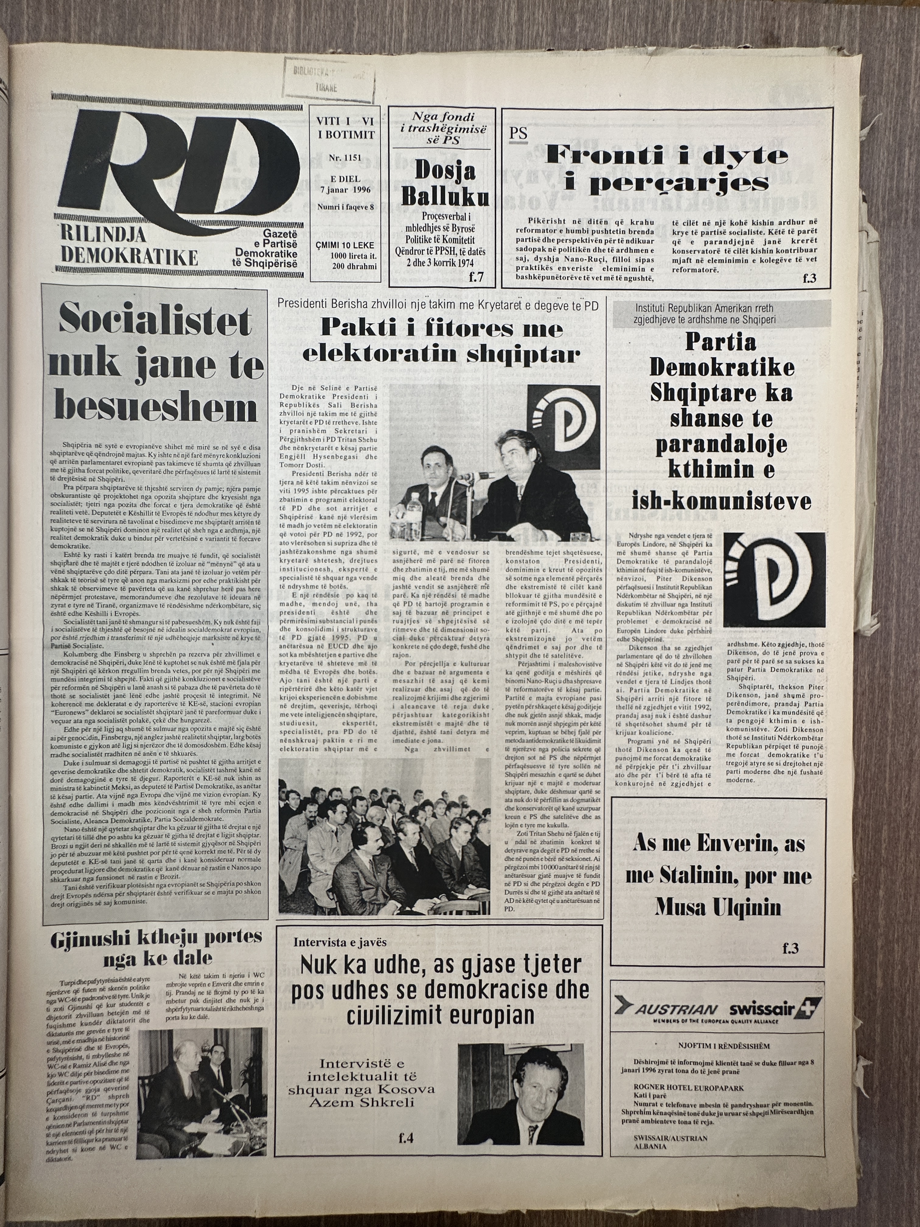 Rilindja Demokratike 1996-01-07
