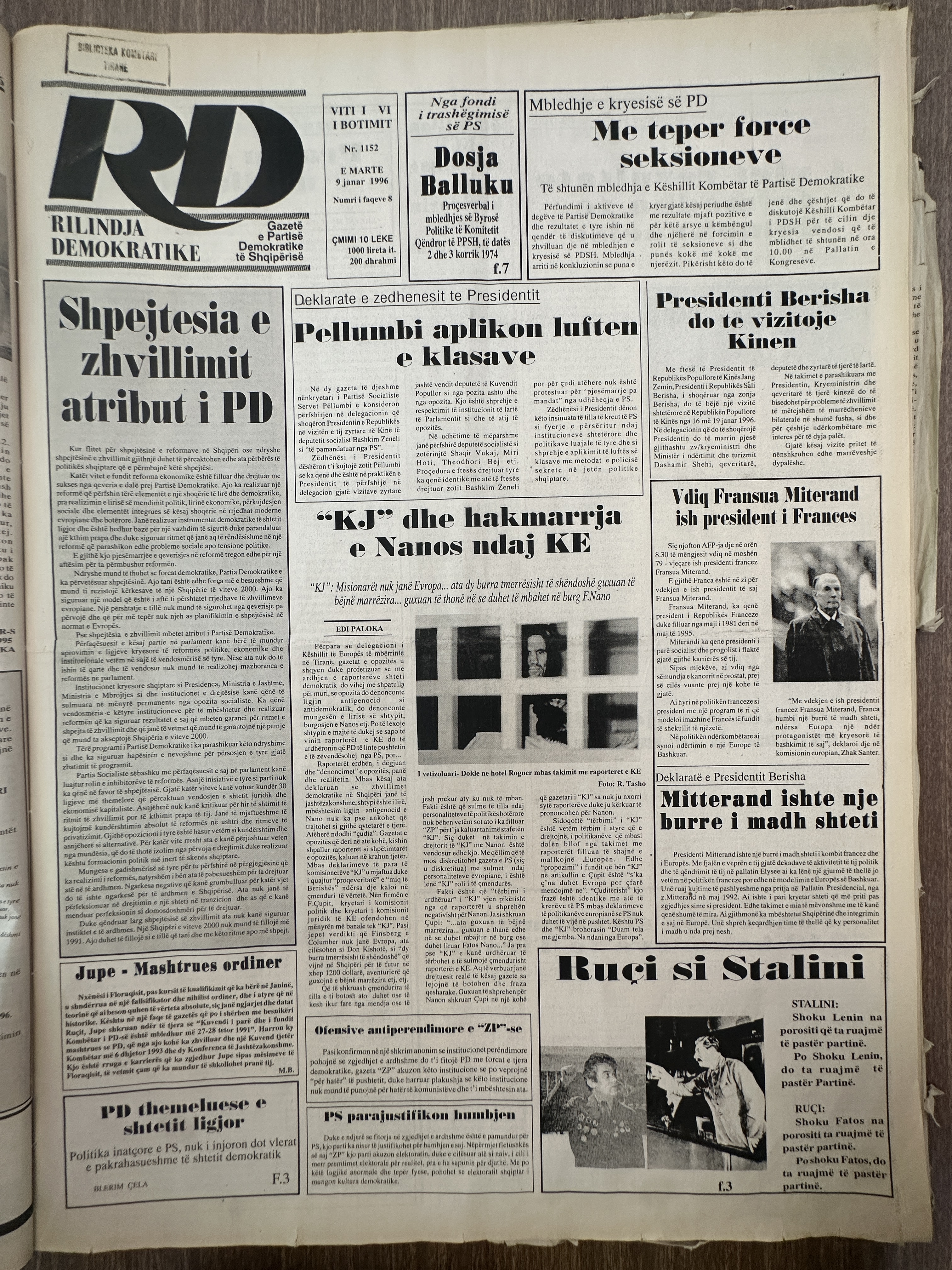Rilindja Demokratike 1996-01-09