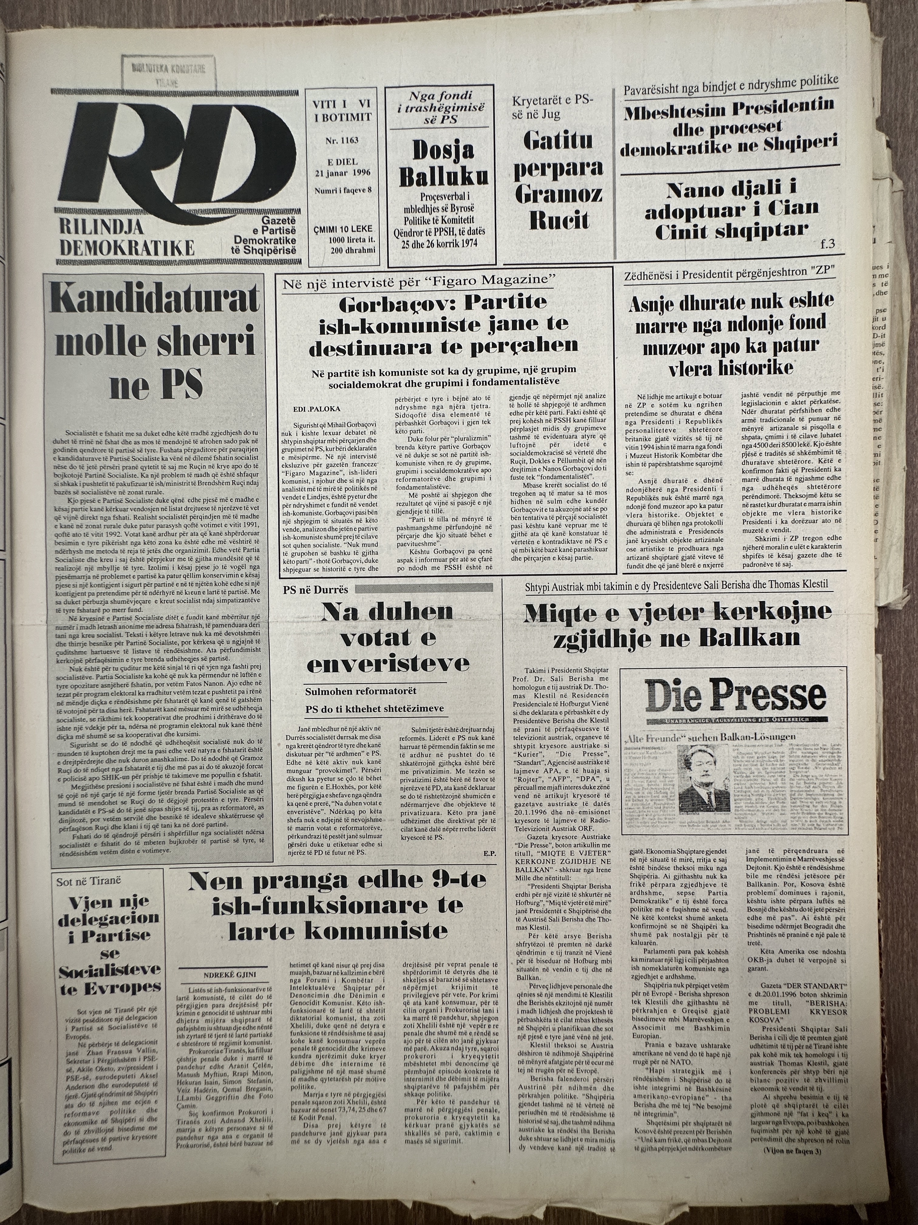 Rilindja Demokratike 1996-01-21