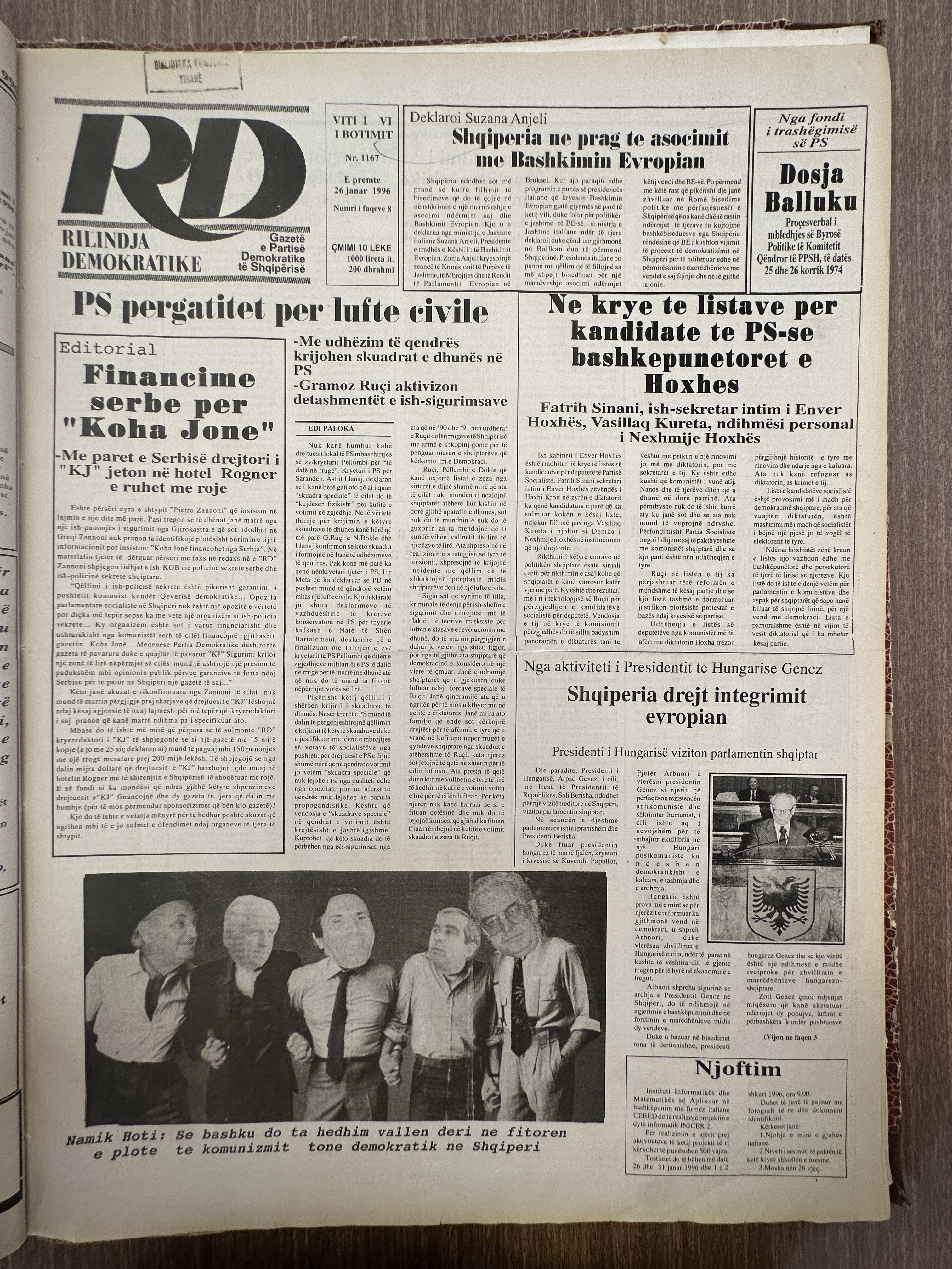Rilindja Demokratike 1996-01-26