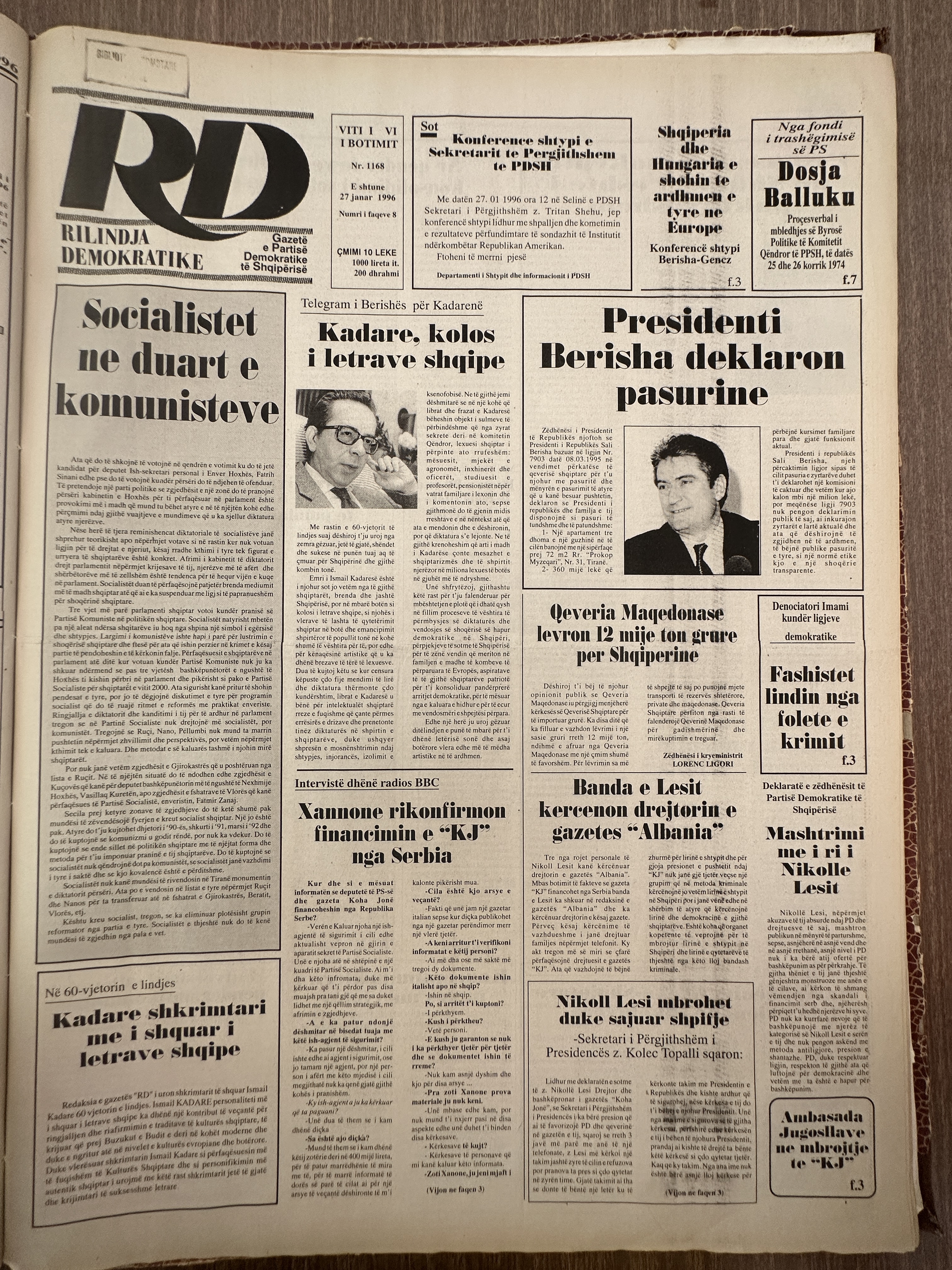 Rilindja Demokratike 1996-01-27