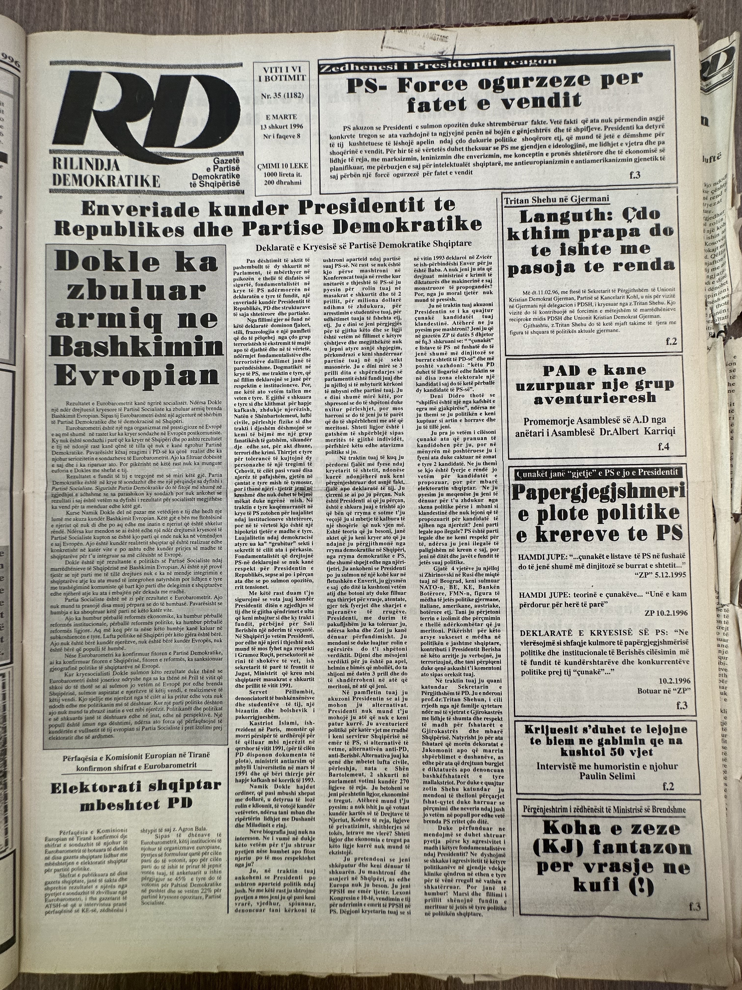 Rilindja Demokratike 1996-02-13