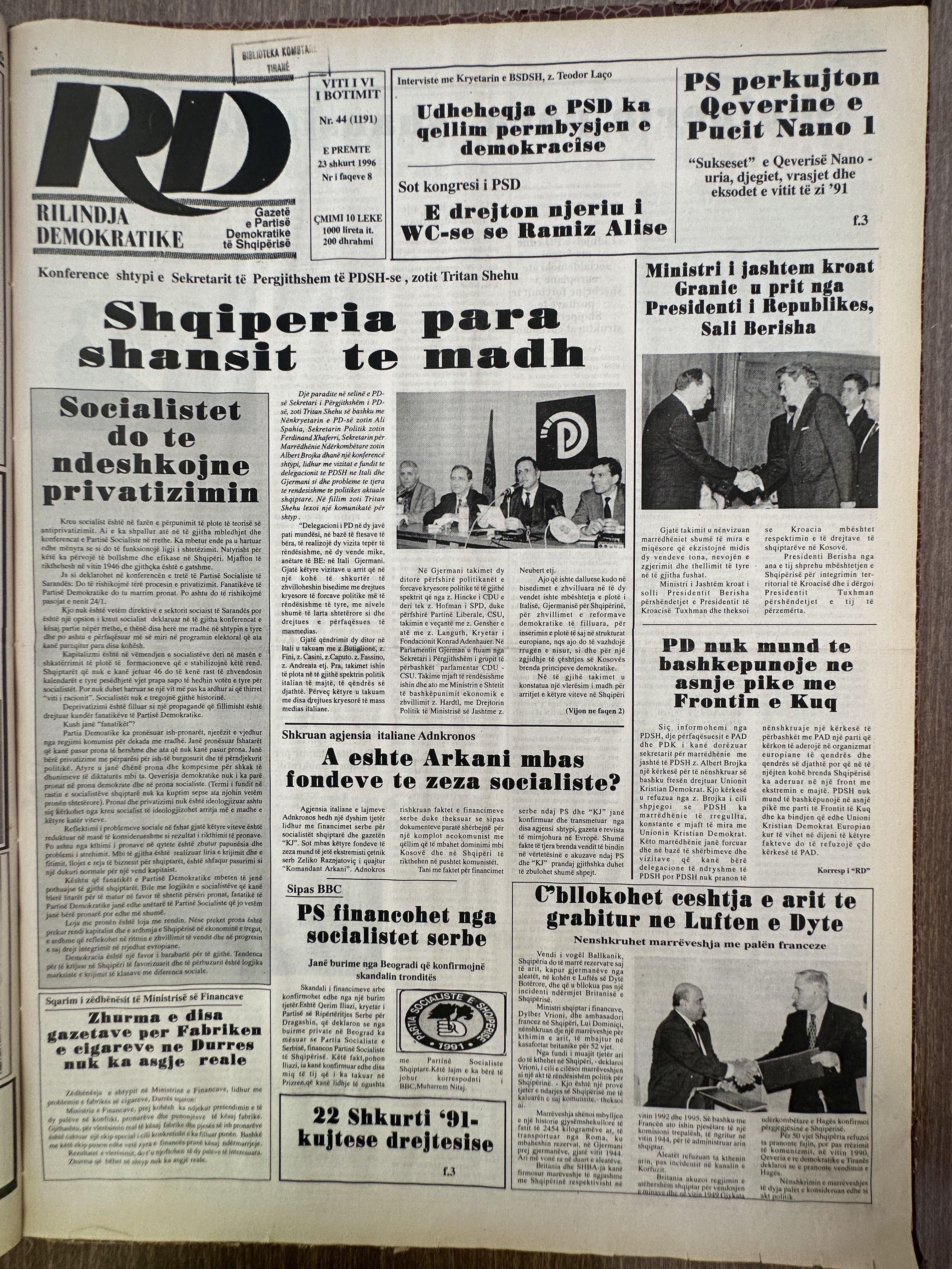 Rilindja Demokratike 1996-02-23