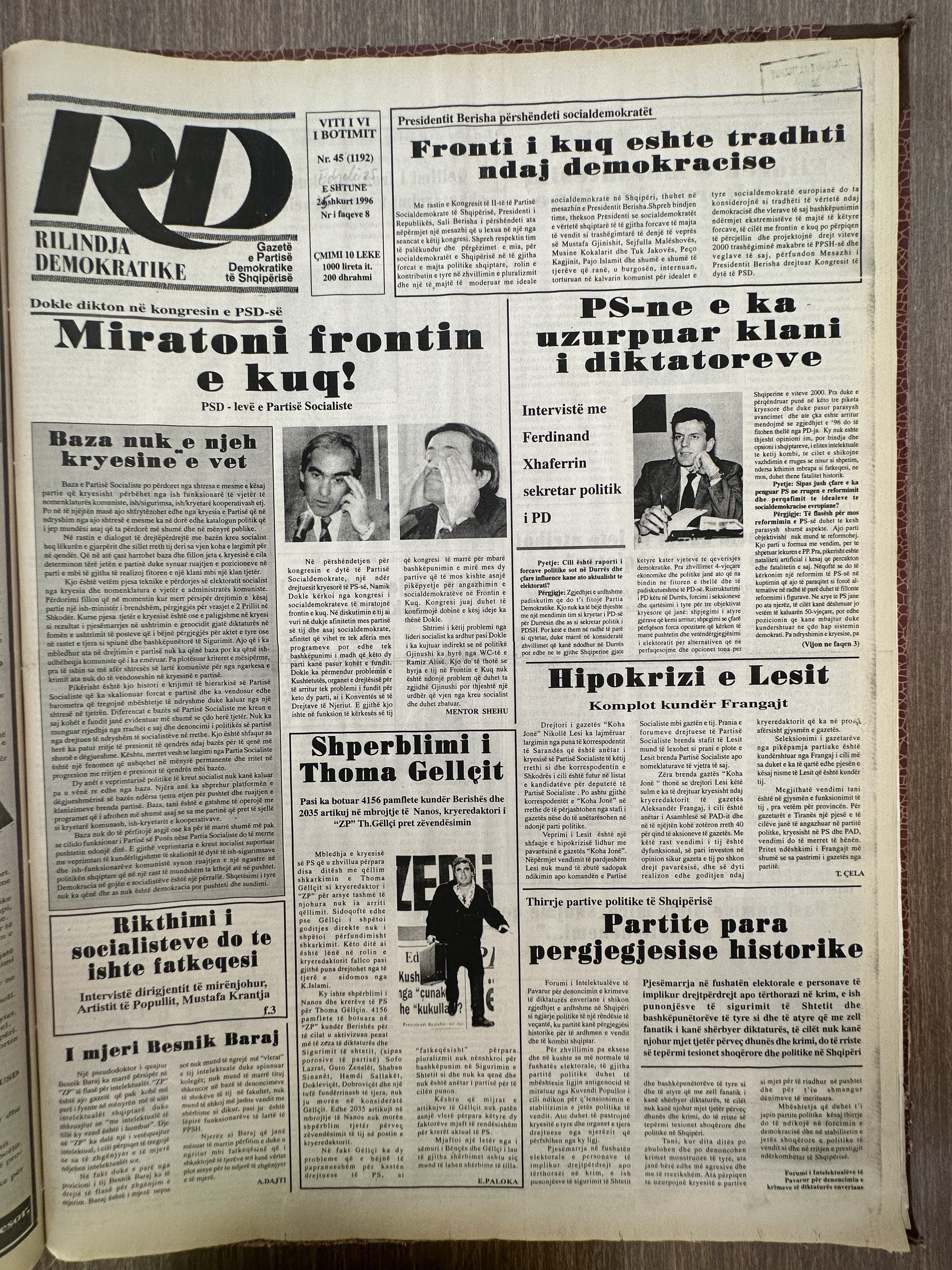 Rilindja Demokratike 1996-02-29