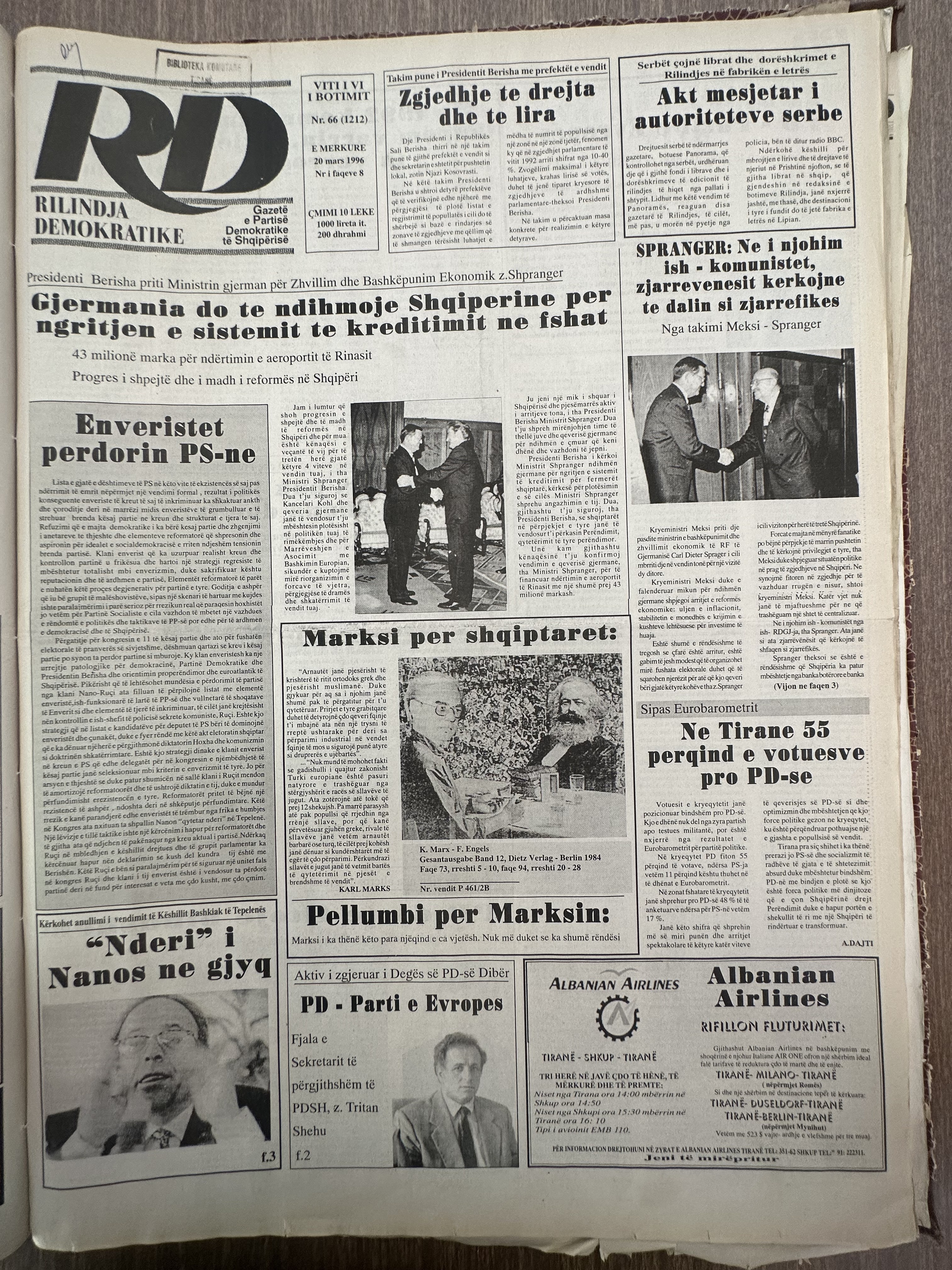 Rilindja Demokratike 1996-03-20