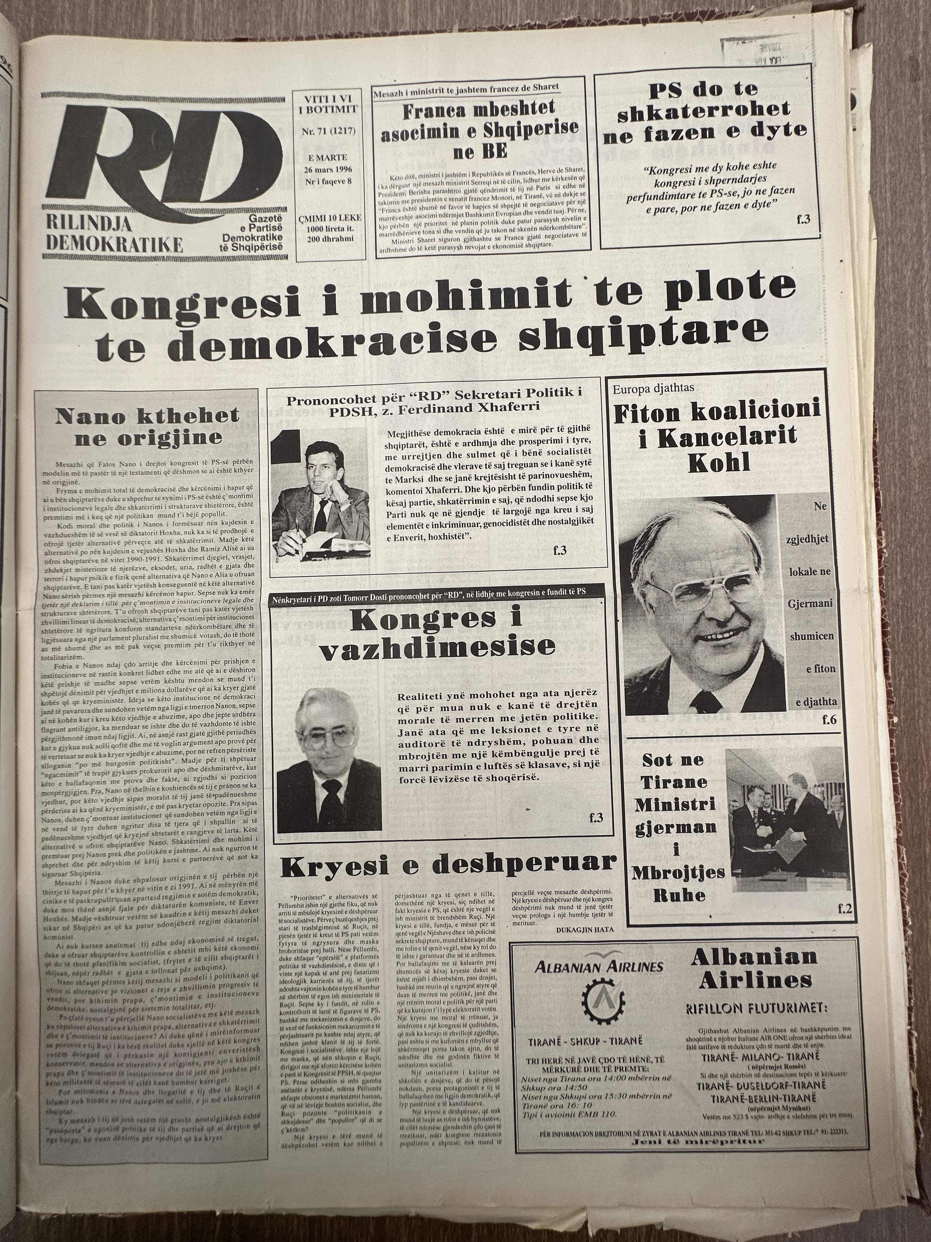 Rilindja Demokratike 1996-03-26