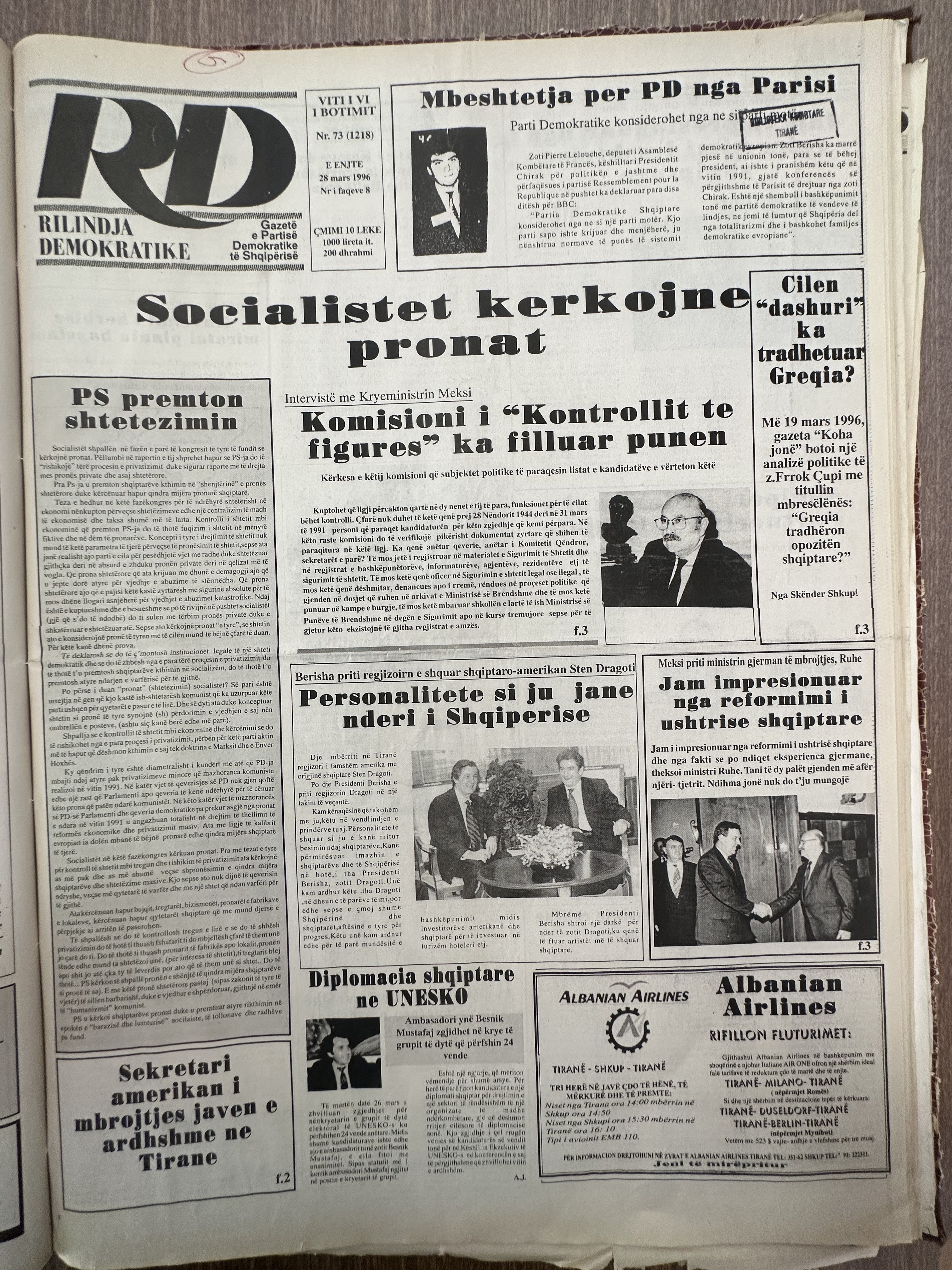 Rilindja Demokratike 1996-03-28
